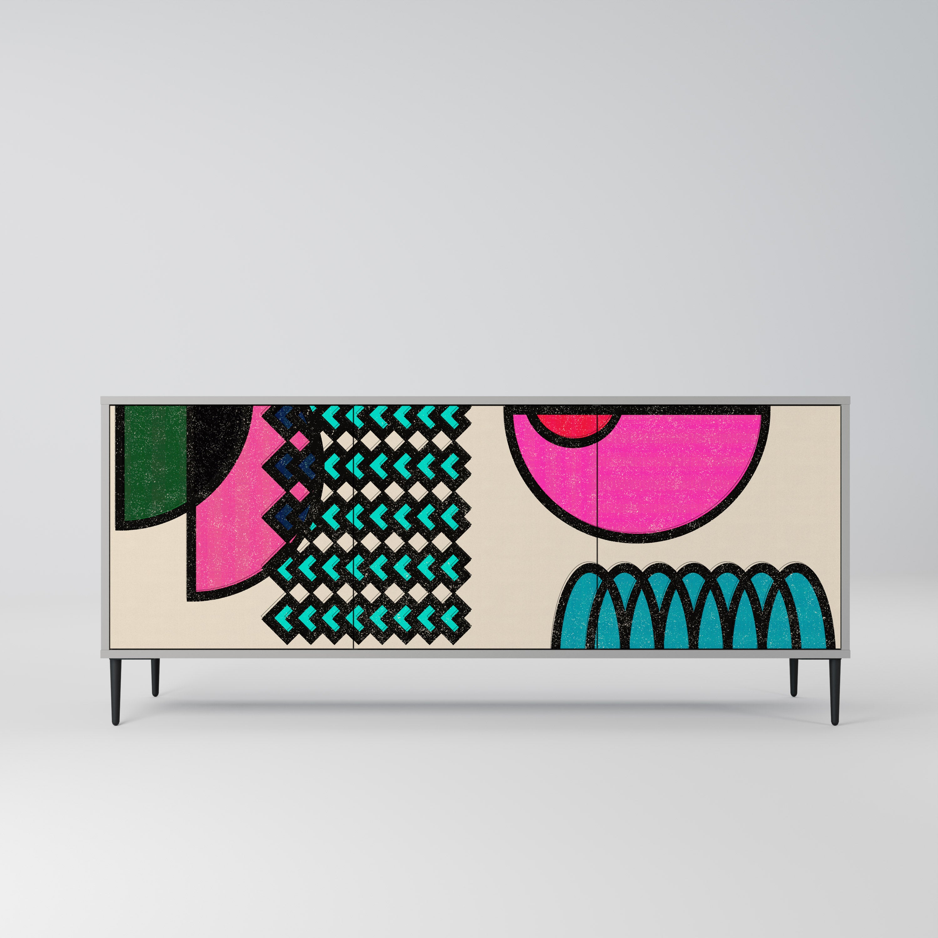 GEOMETRIC RHAPSODY Komoda 3-drzwiowa korpus Szary