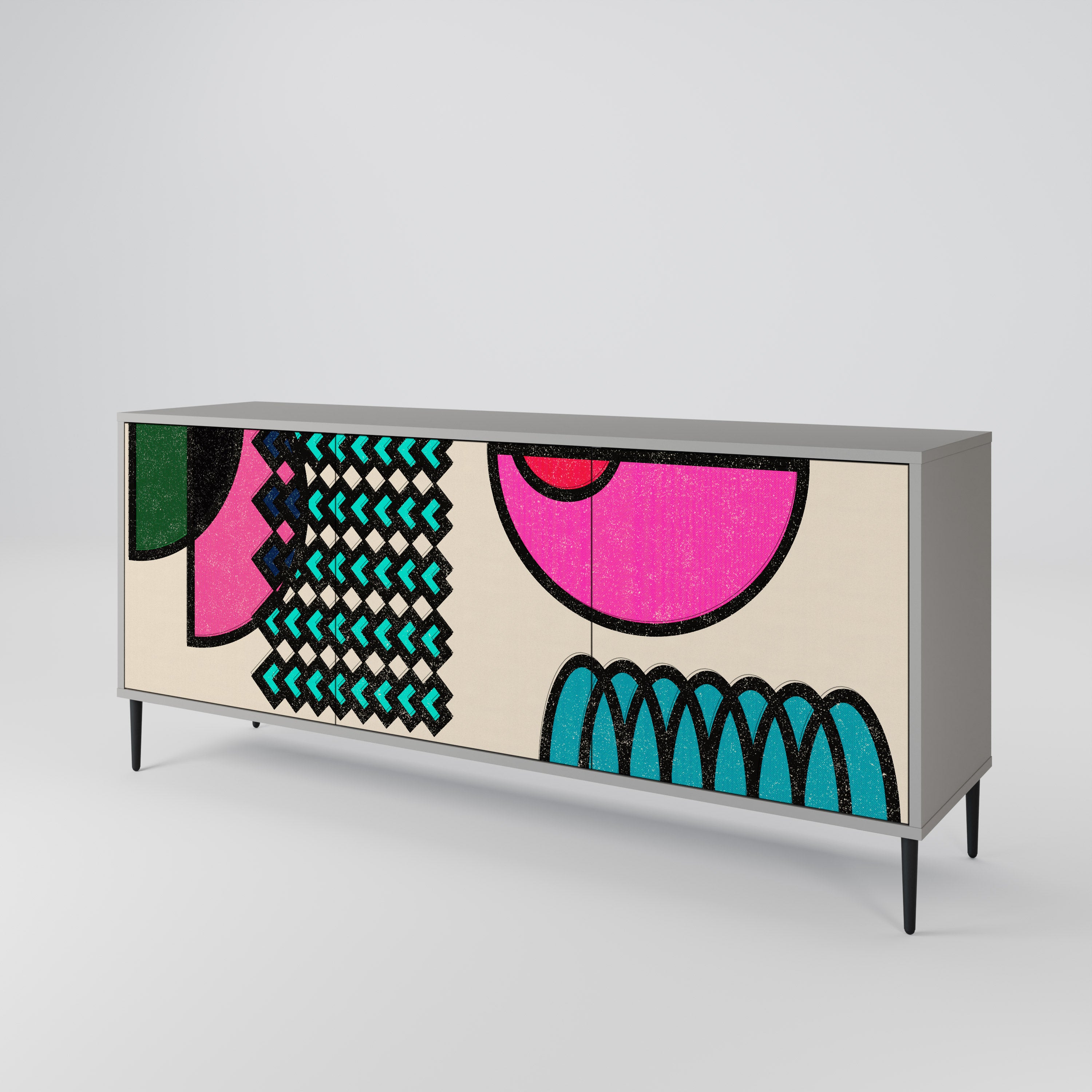 GEOMETRIC RHAPSODY Komoda 3-drzwiowa korpus Szary
