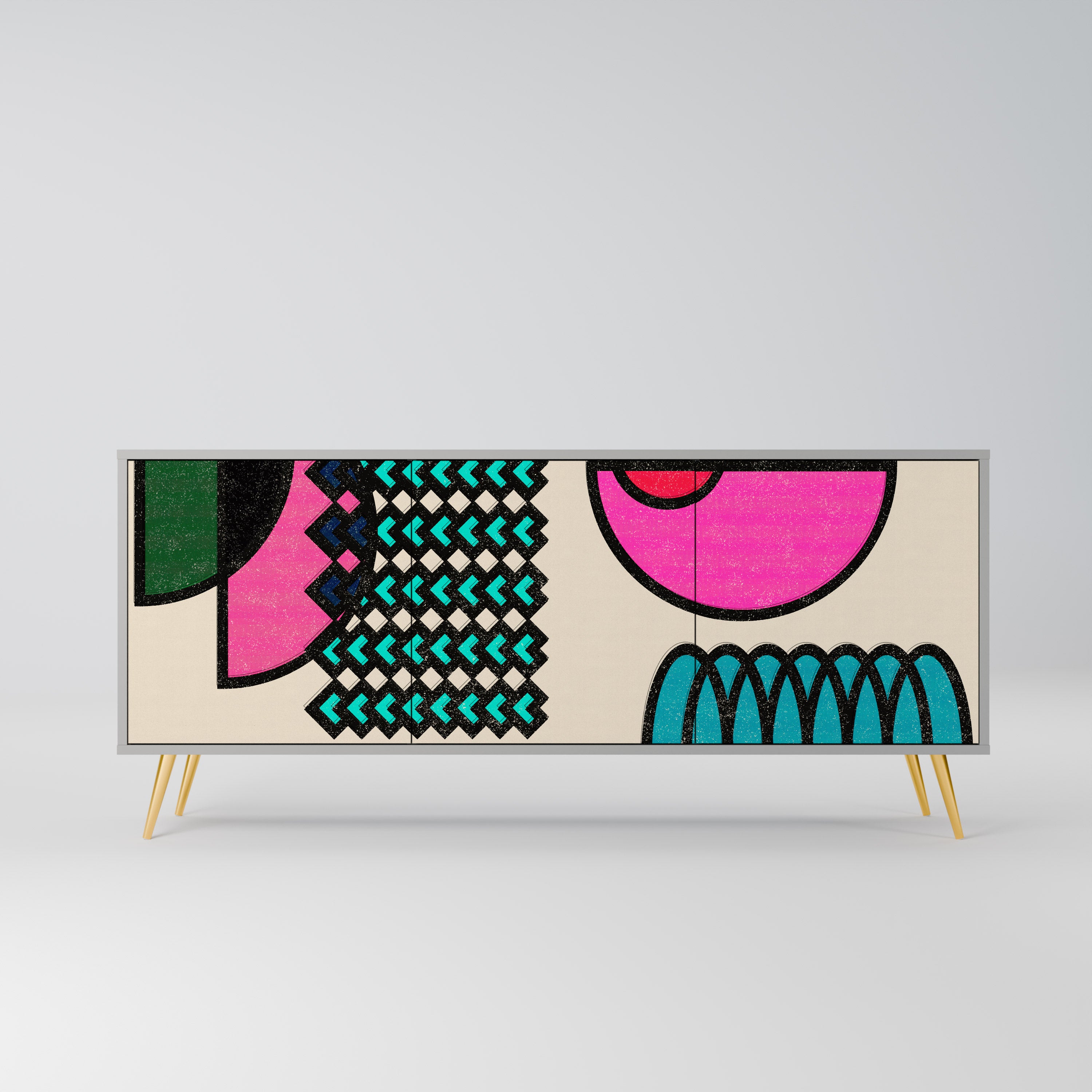 GEOMETRIC RHAPSODY Komoda 3-drzwiowa korpus Szary