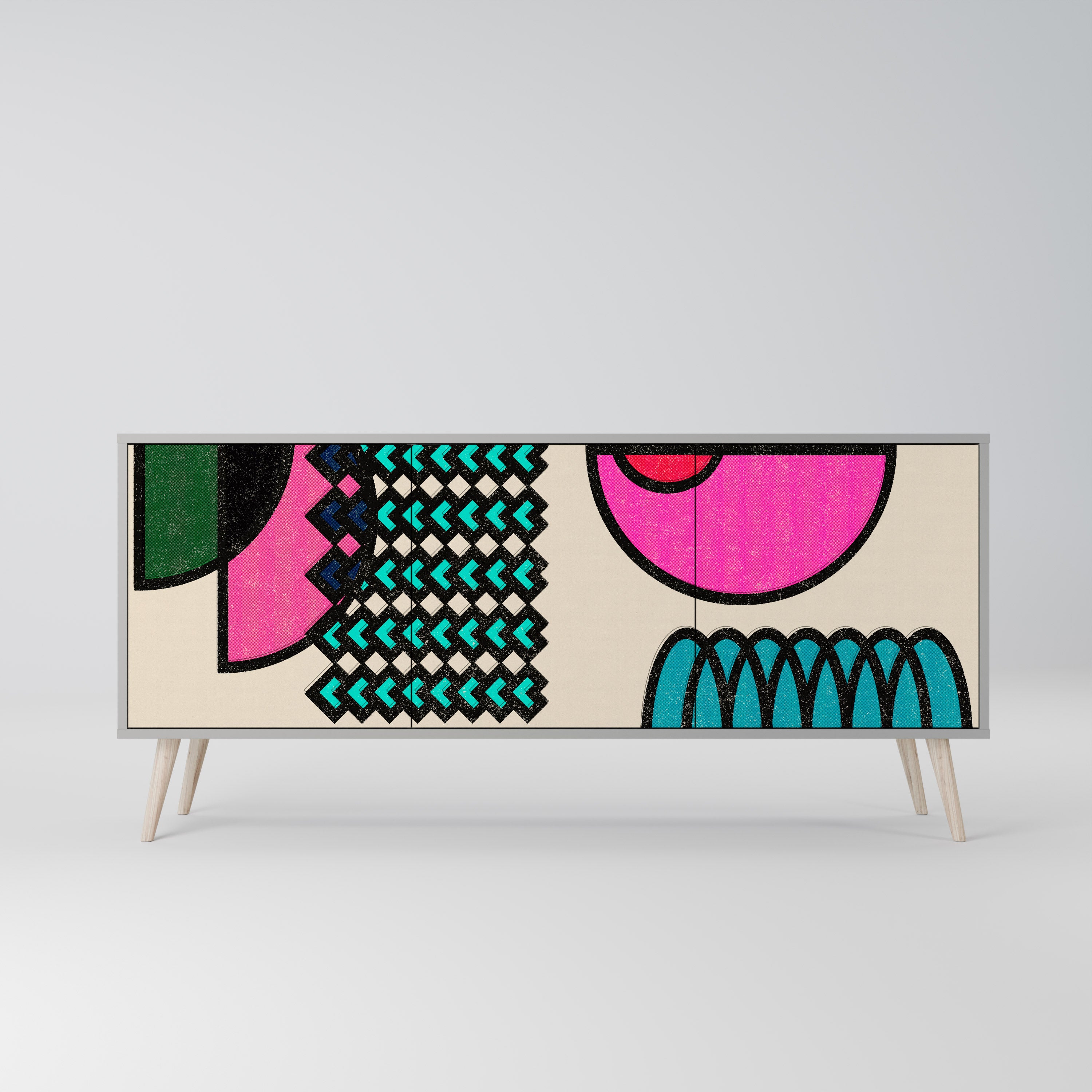 GEOMETRIC RHAPSODY Komoda 3-drzwiowa korpus Szary