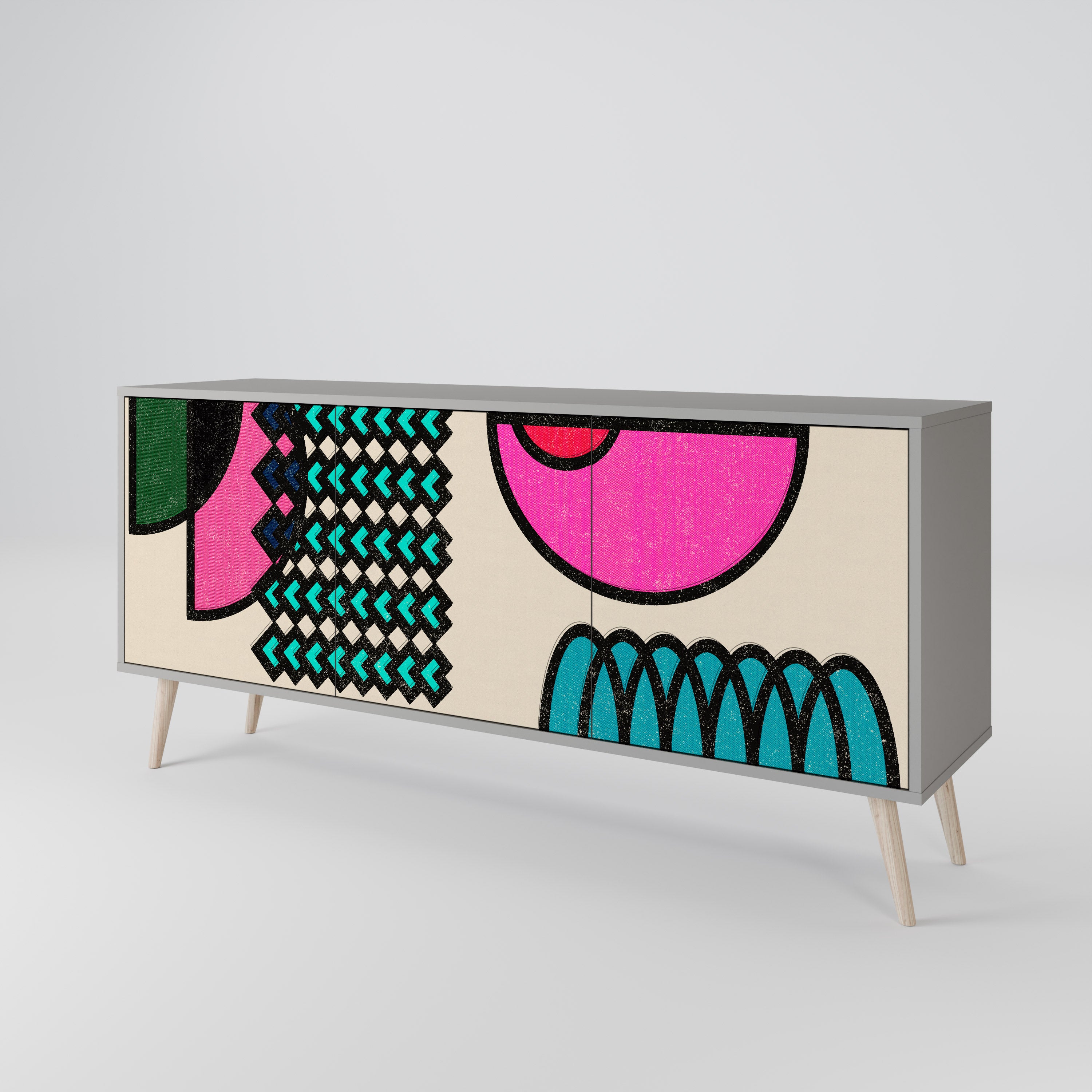 GEOMETRIC RHAPSODY Komoda 3-drzwiowa korpus Szary