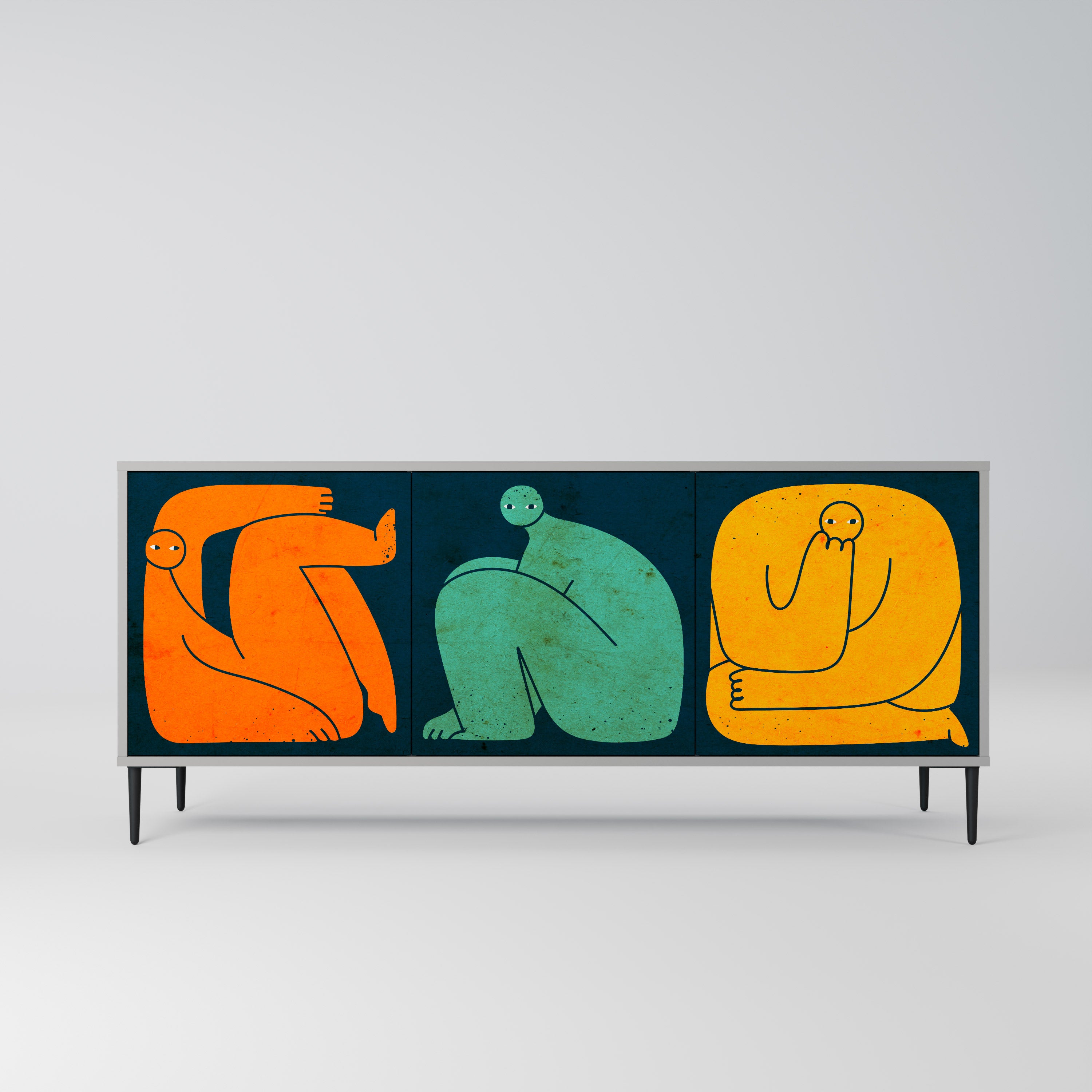TOGETHER BUT SEPARATELY Komoda 3-drzwiowa korpus Szary