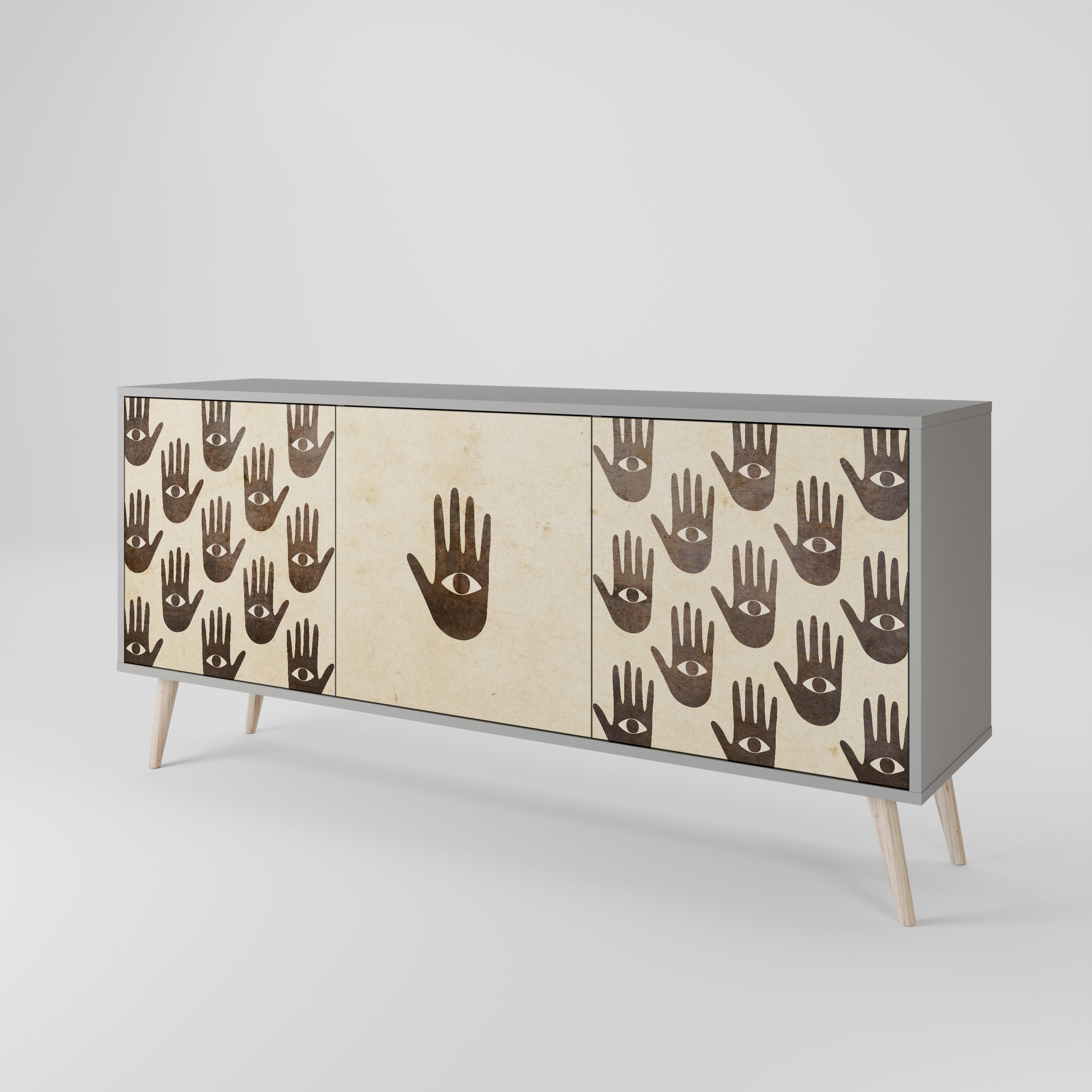 SEE MORE Komoda 3-drzwiowa korpus Szary
