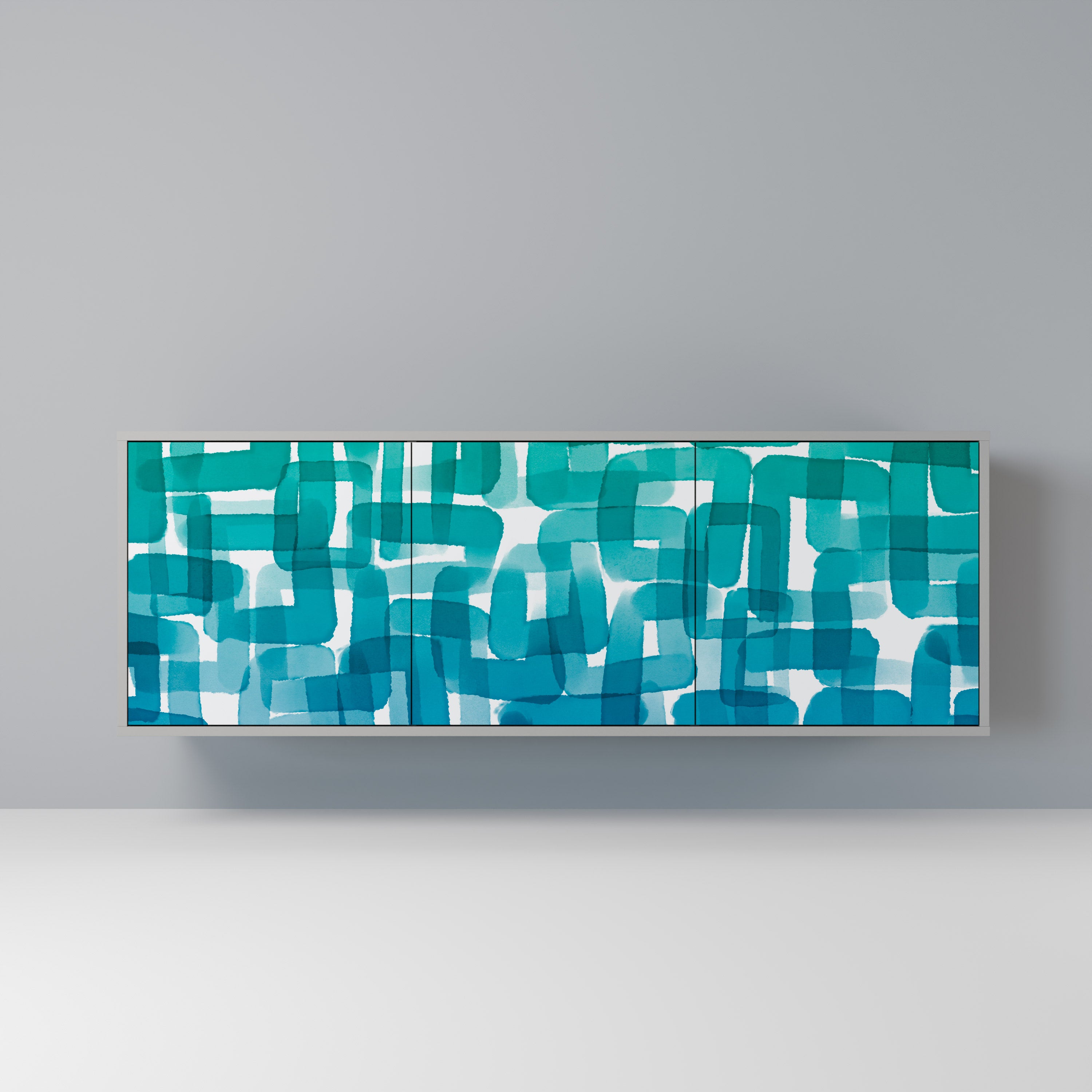 TURQUOISE RECTANGLES Komoda 3-drzwiowa korpus Szary
