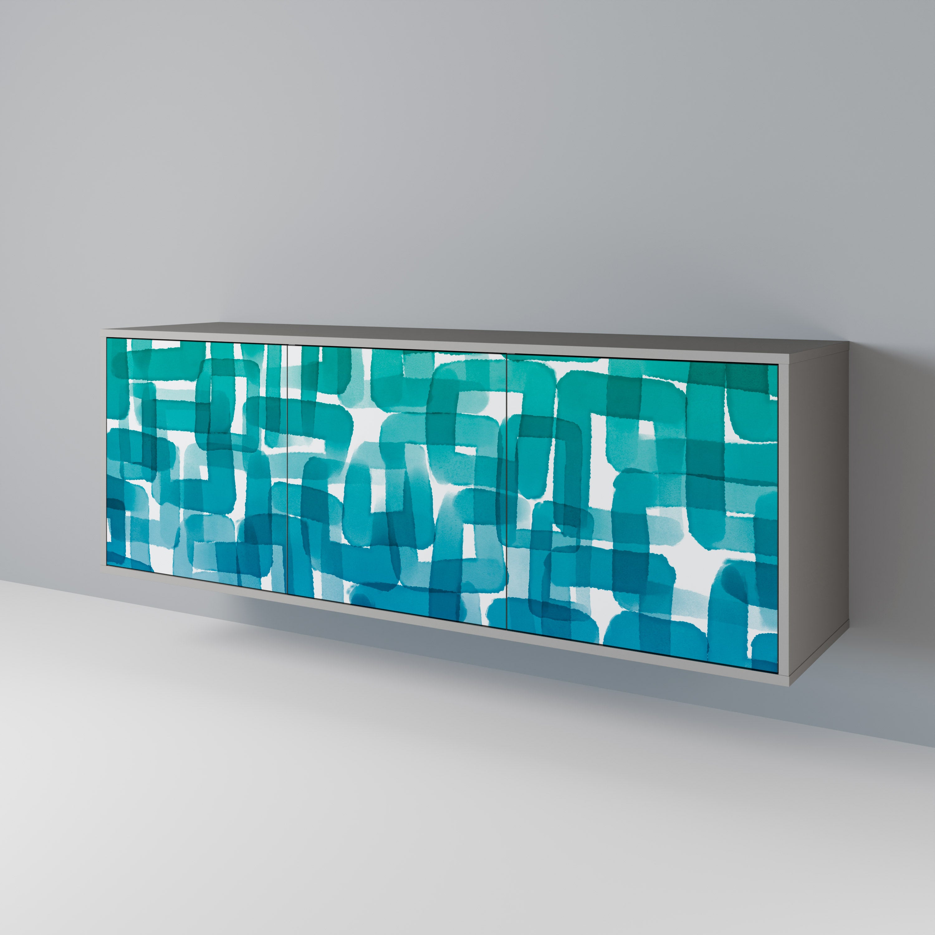 TURQUOISE RECTANGLES Komoda 3-drzwiowa korpus Szary