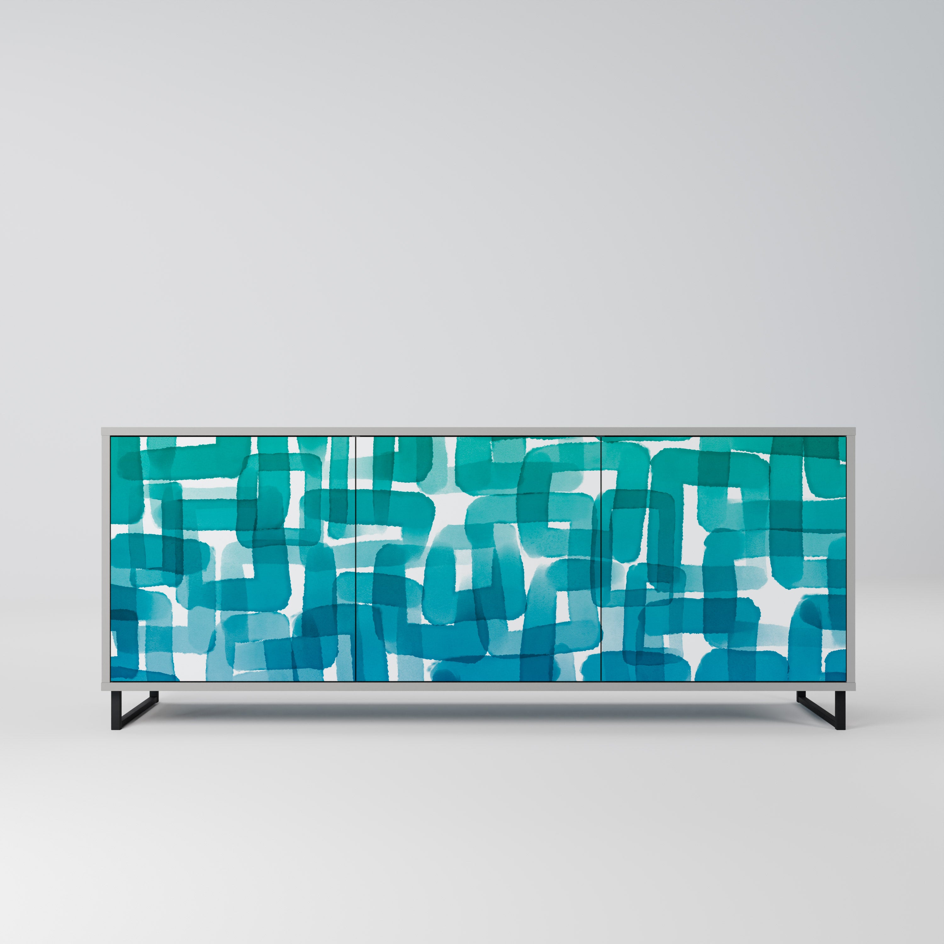 TURQUOISE RECTANGLES Komoda 3-drzwiowa korpus Szary
