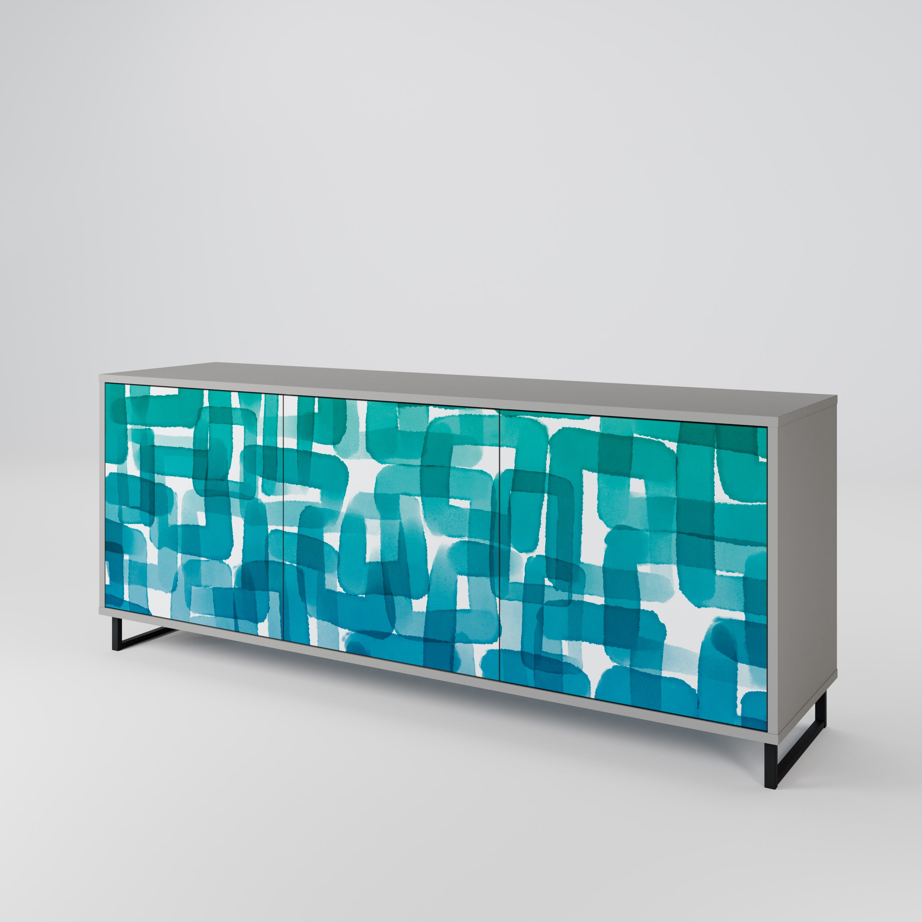 TURQUOISE RECTANGLES Komoda 3-drzwiowa korpus Szary