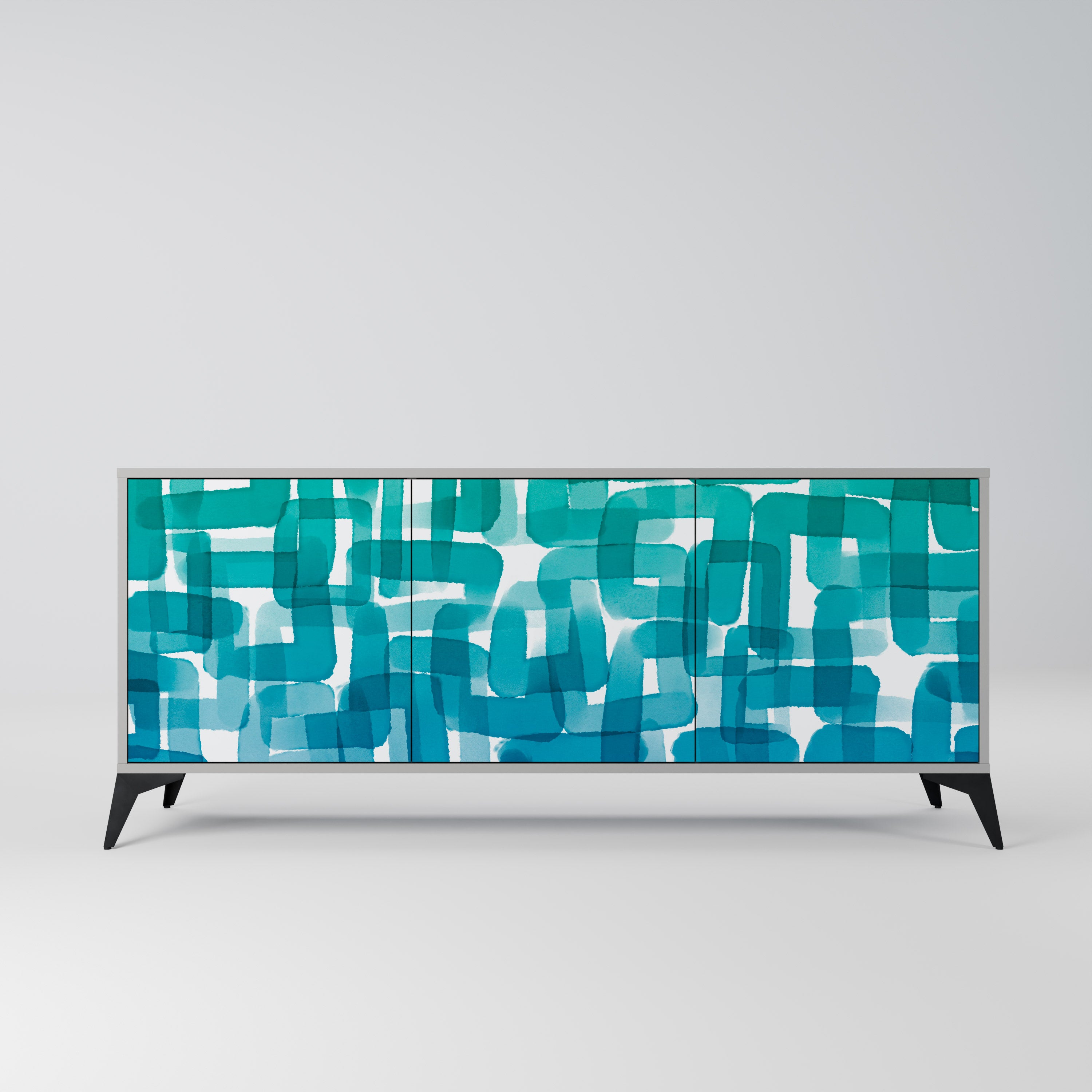 TURQUOISE RECTANGLES Komoda 3-drzwiowa korpus Szary