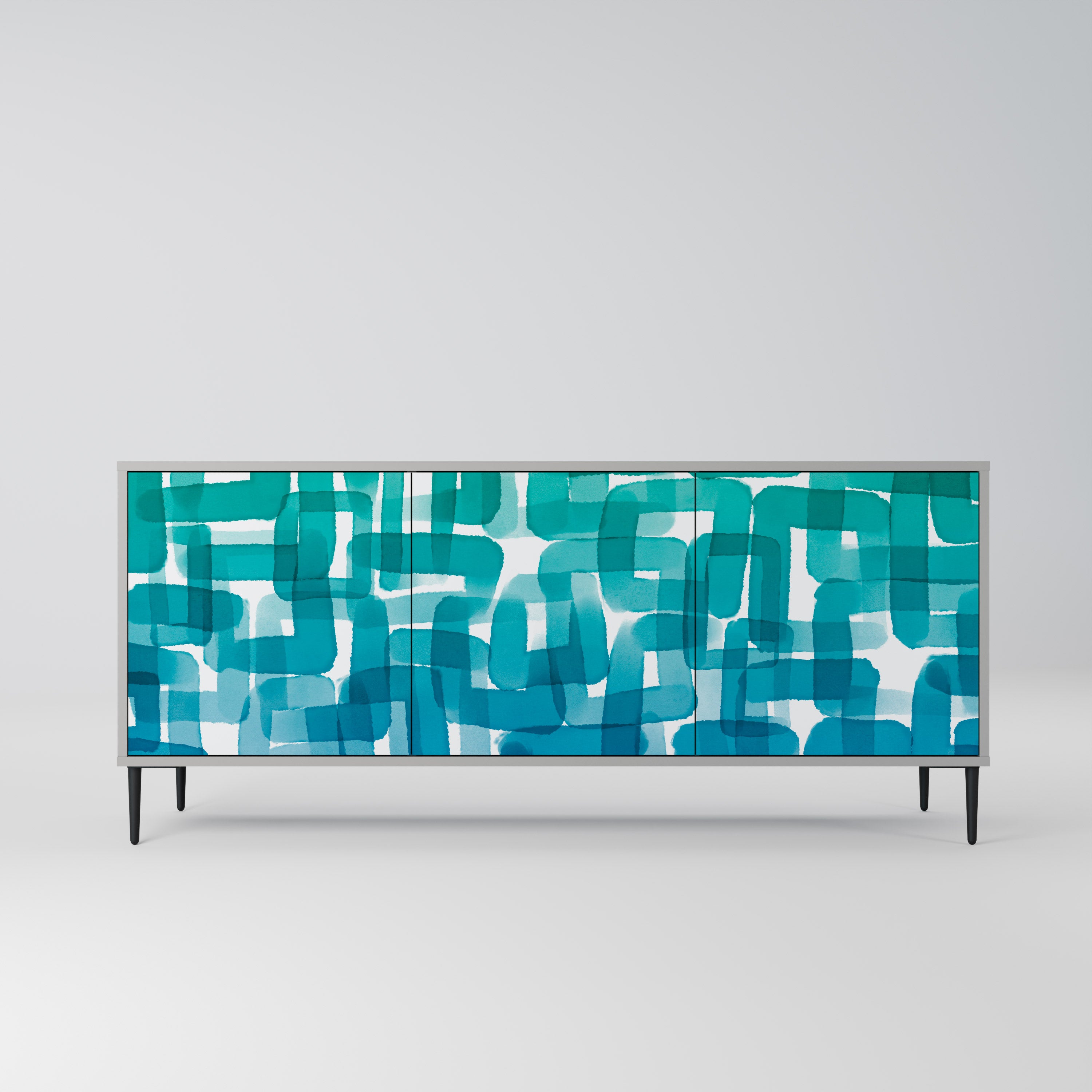 TURQUOISE RECTANGLES Komoda 3-drzwiowa korpus Szary