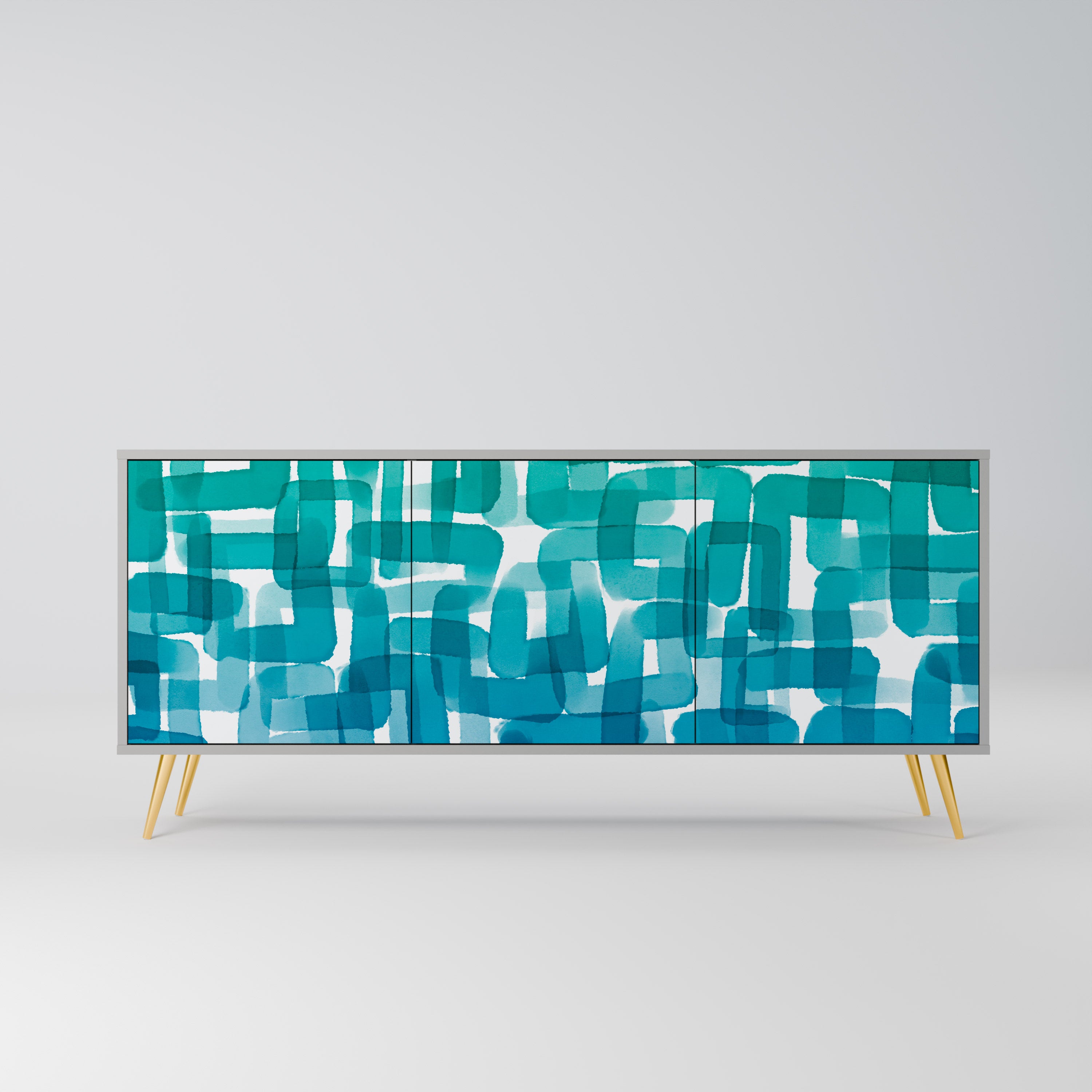 TURQUOISE RECTANGLES Komoda 3-drzwiowa korpus Szary