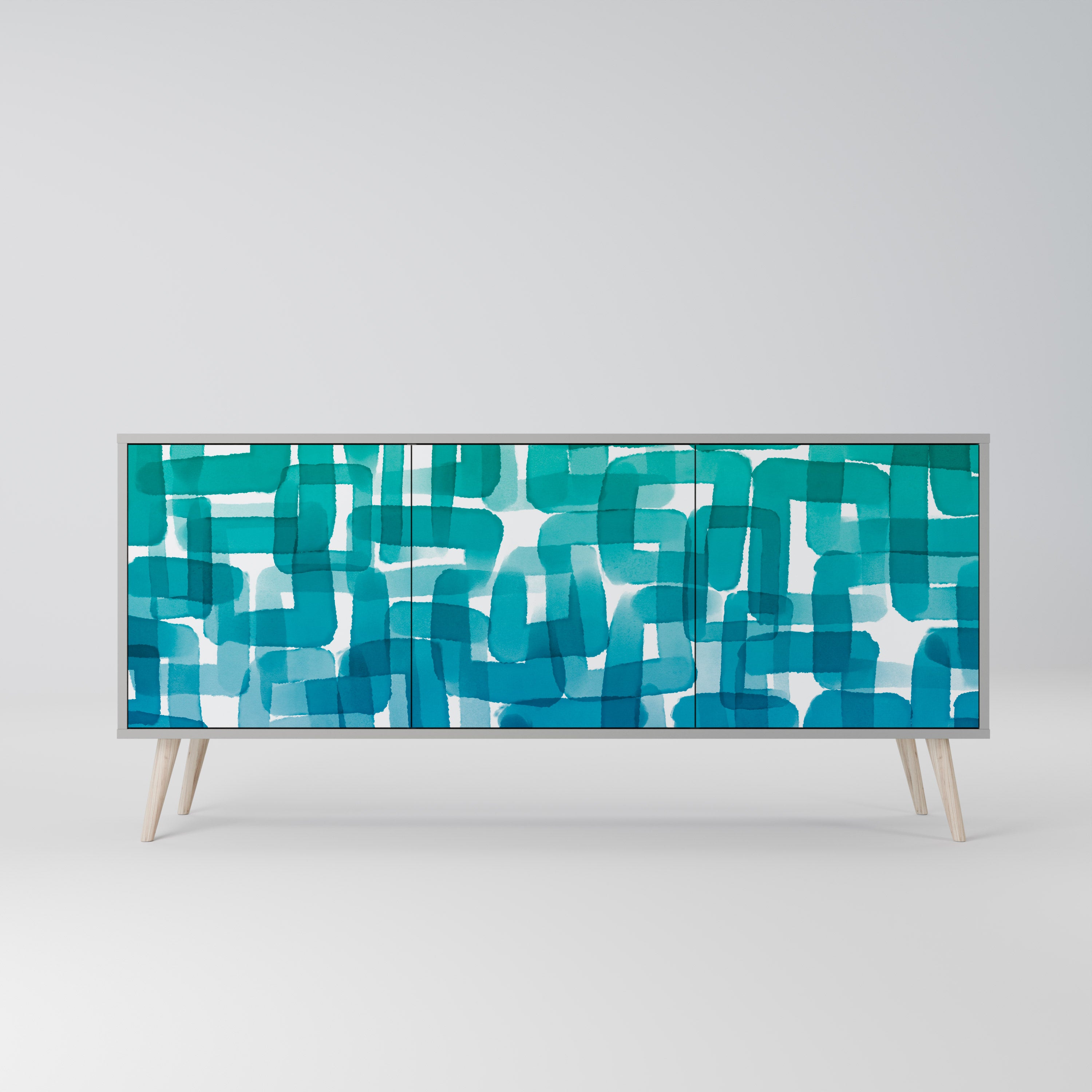 TURQUOISE RECTANGLES Komoda 3-drzwiowa korpus Szary