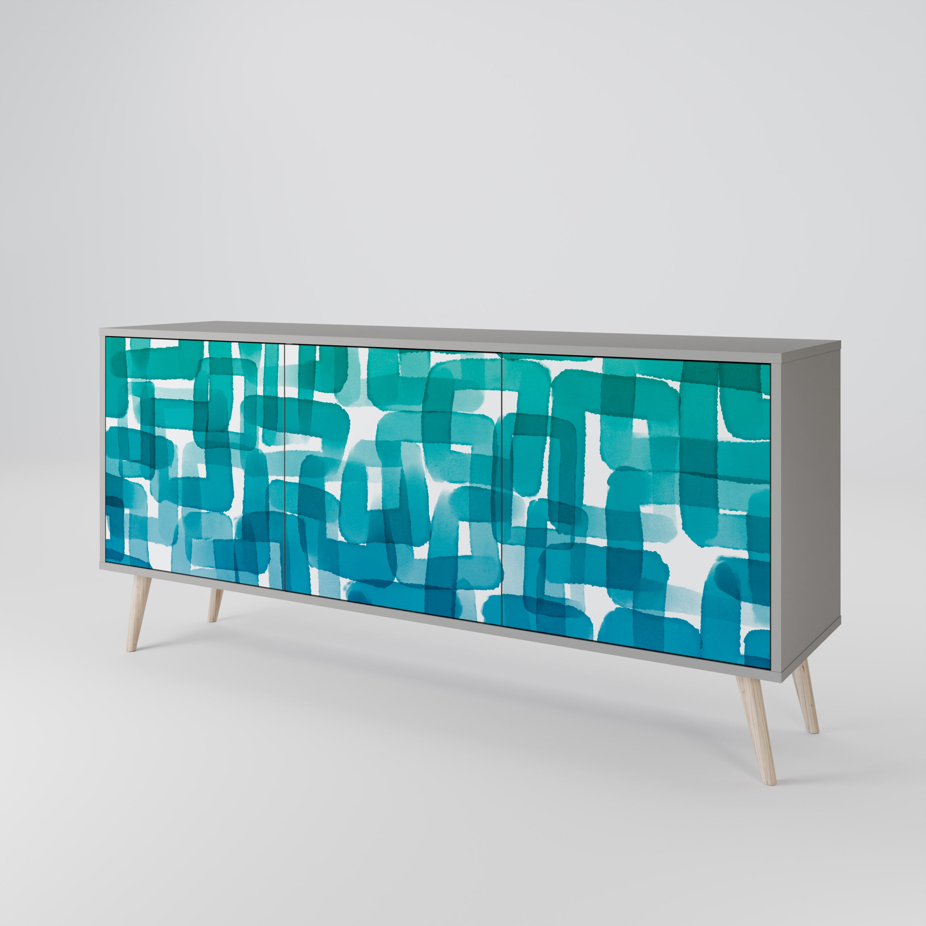 TURQUOISE RECTANGLES Komoda 3-drzwiowa korpus Szary