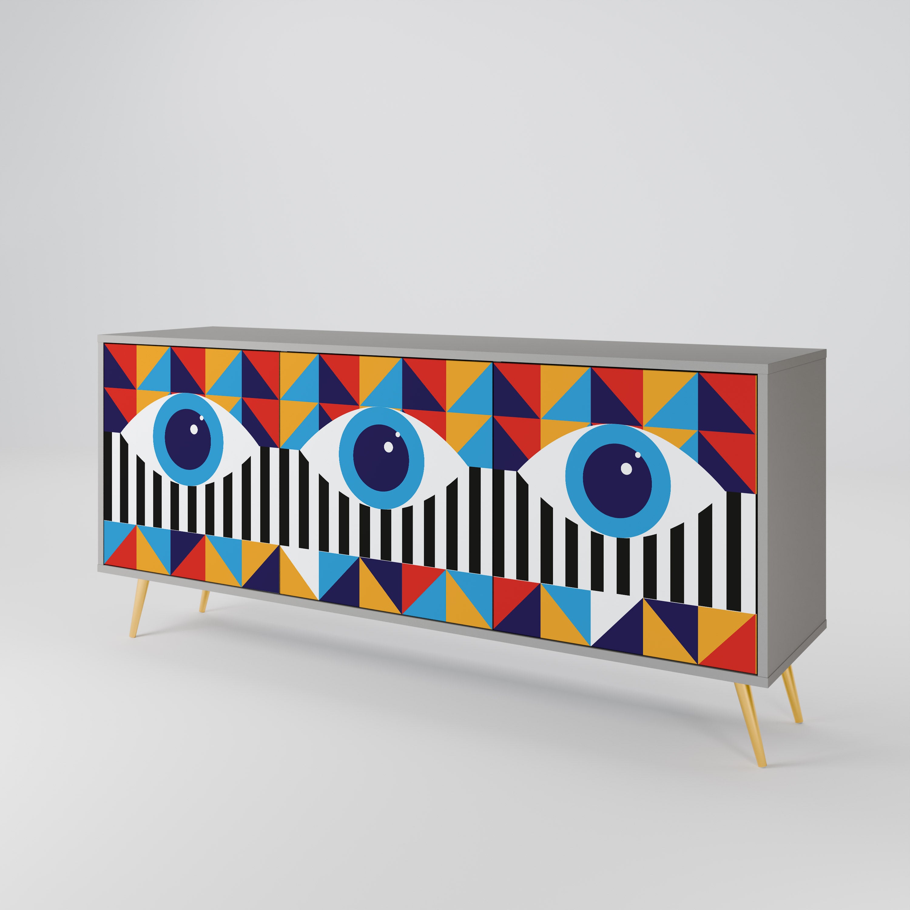 ABSTRACTION AND GEOMETRY Komoda 3-drzwiowa korpus Szary
