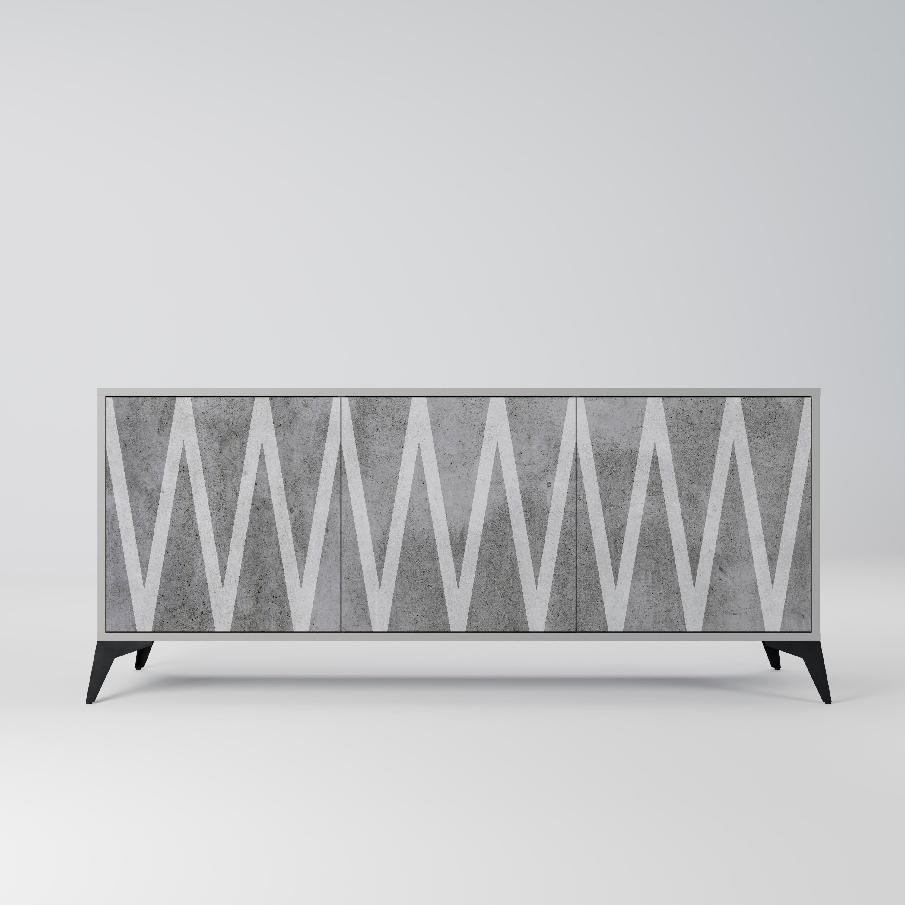 SOLID ZIG ZAG Komoda 3-drzwiowa korpus Szary
