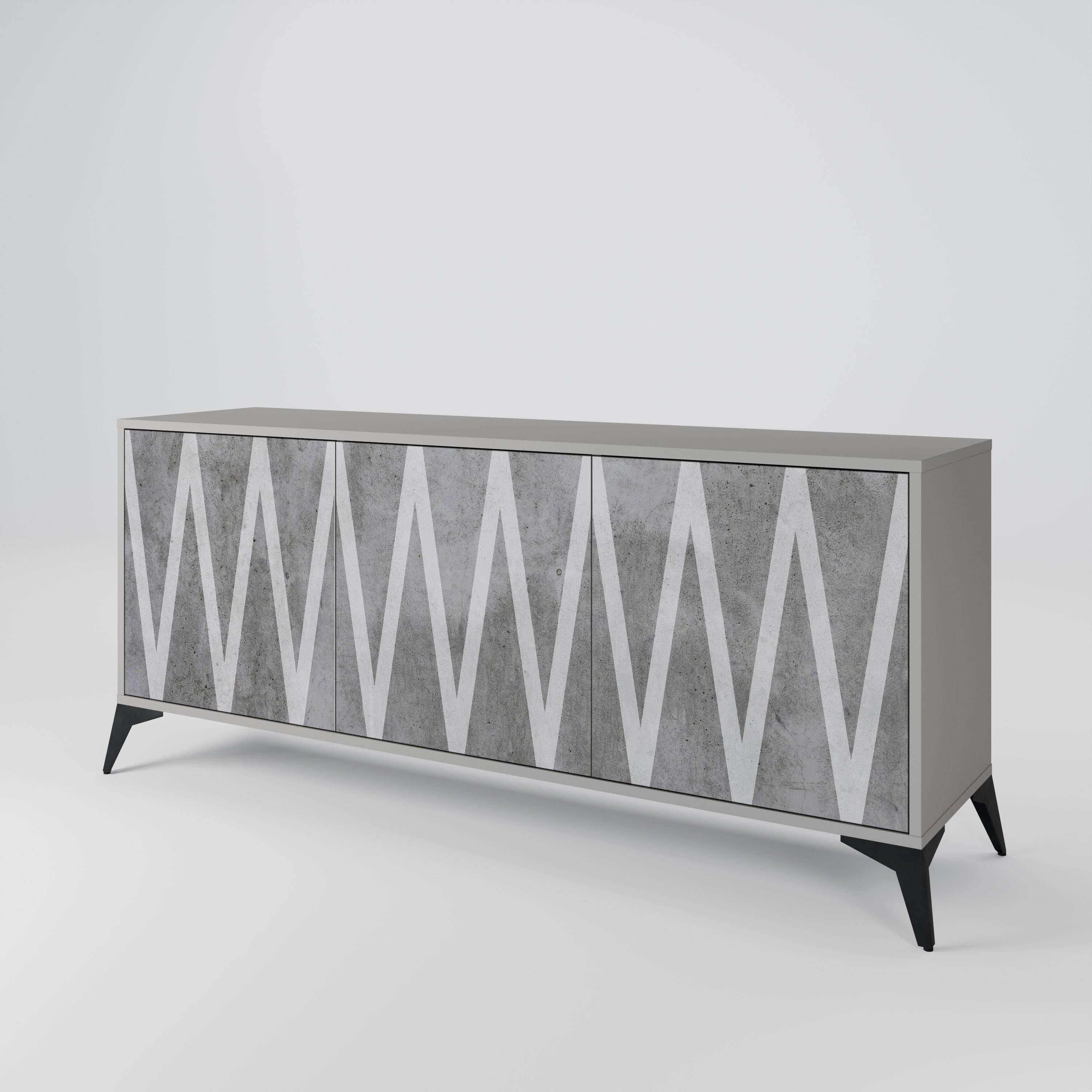 SOLID ZIG ZAG Komoda 3-drzwiowa korpus Szary