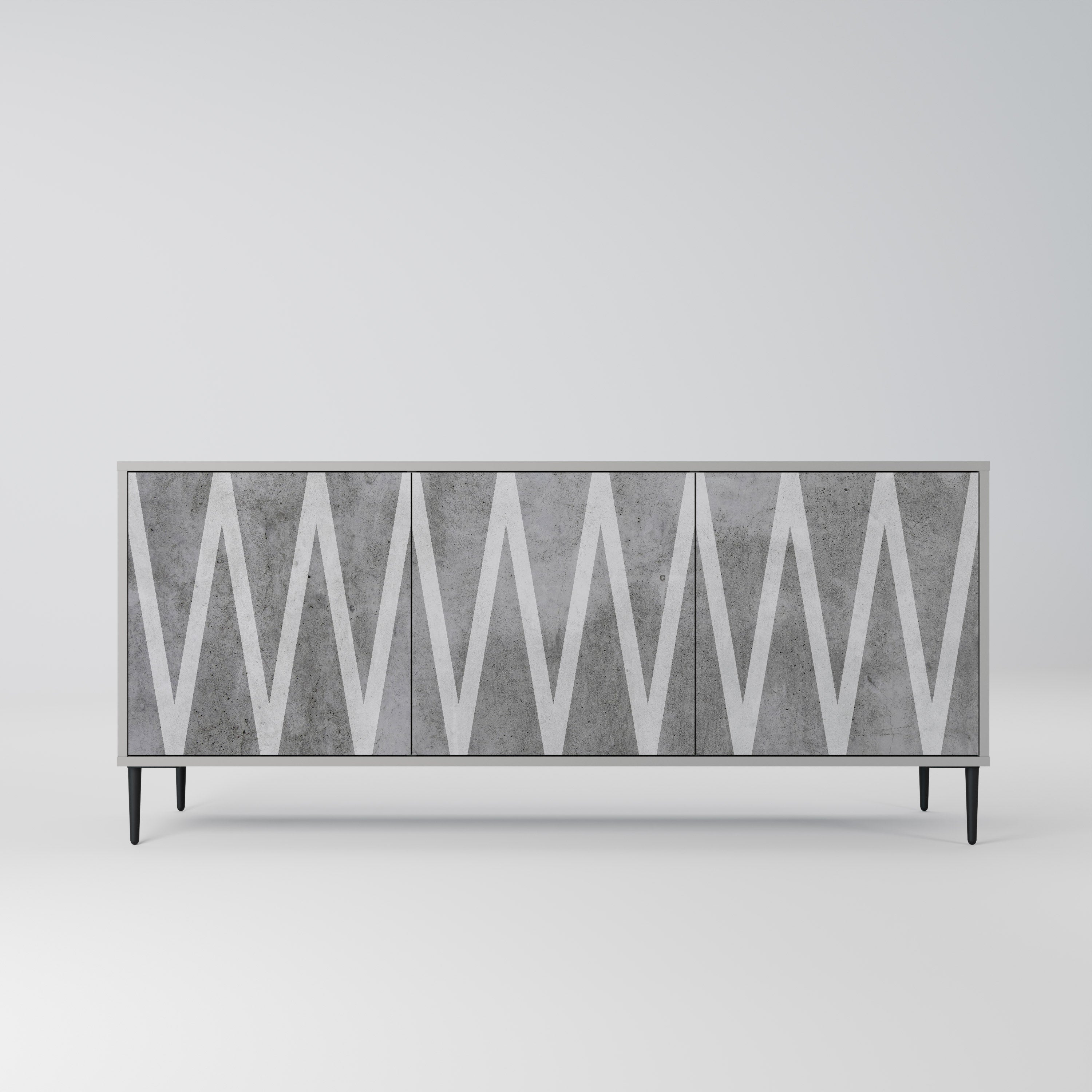 SOLID ZIG ZAG Komoda 3-drzwiowa korpus Szary