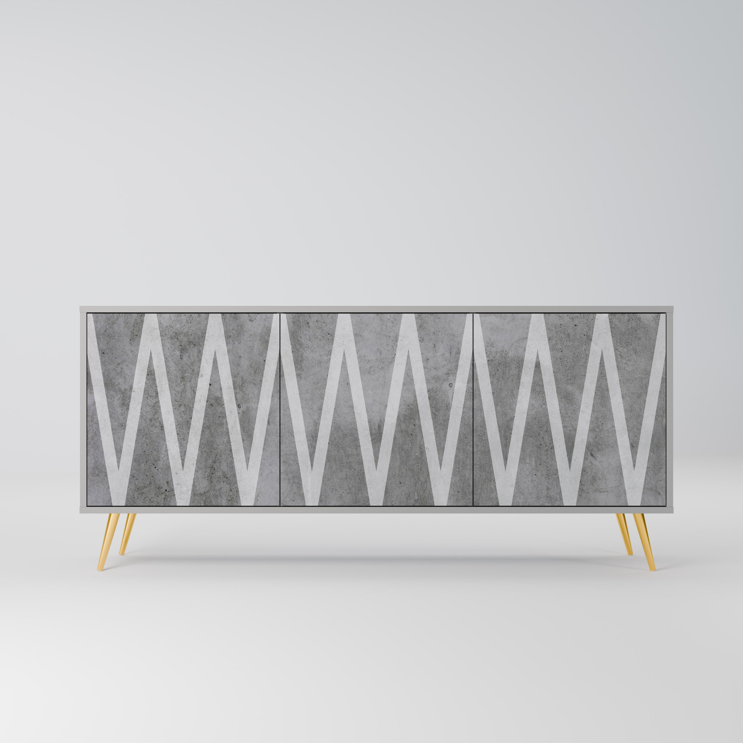 SOLID ZIG ZAG Komoda 3-drzwiowa korpus Szary