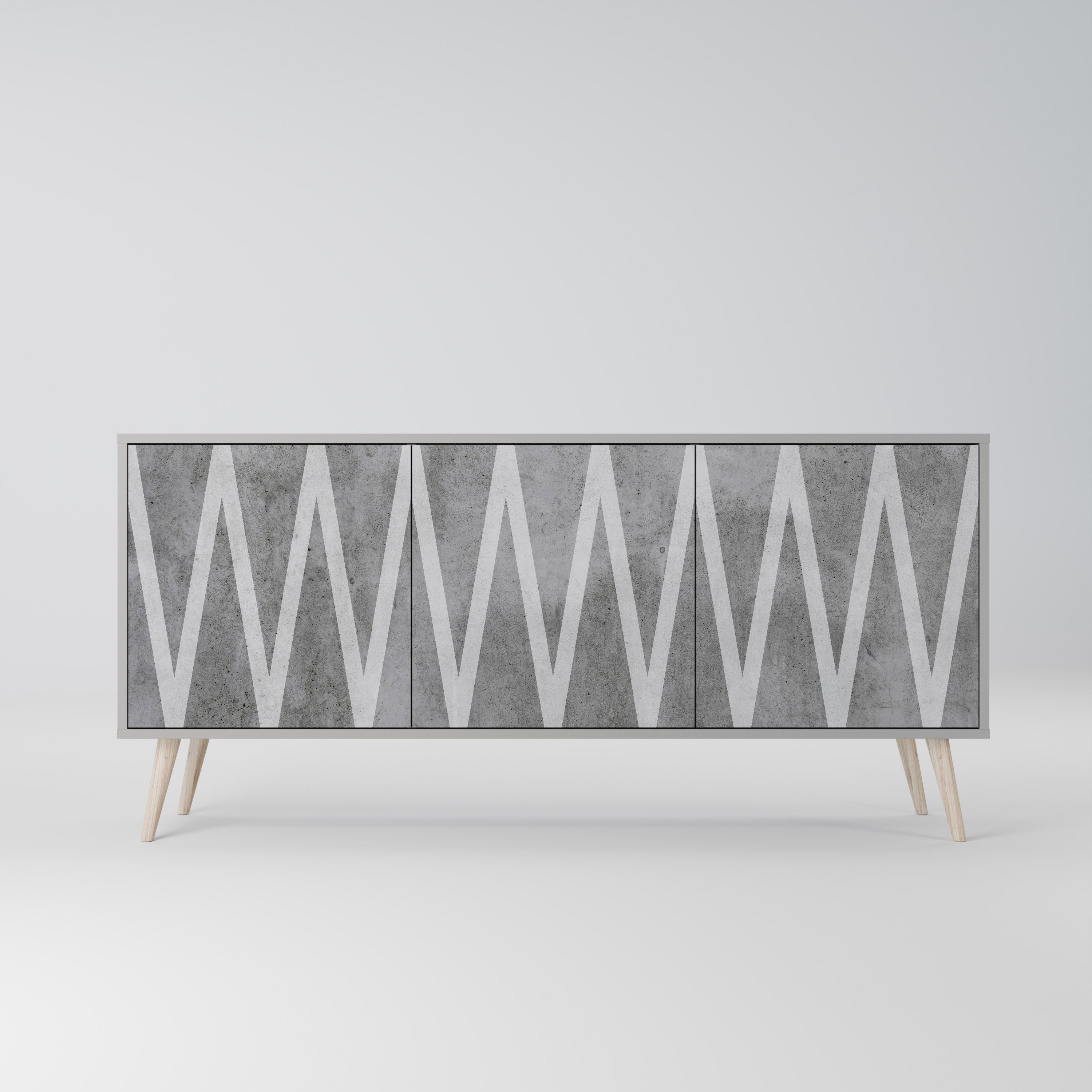 SOLID ZIG ZAG Komoda 3-drzwiowa korpus Szary