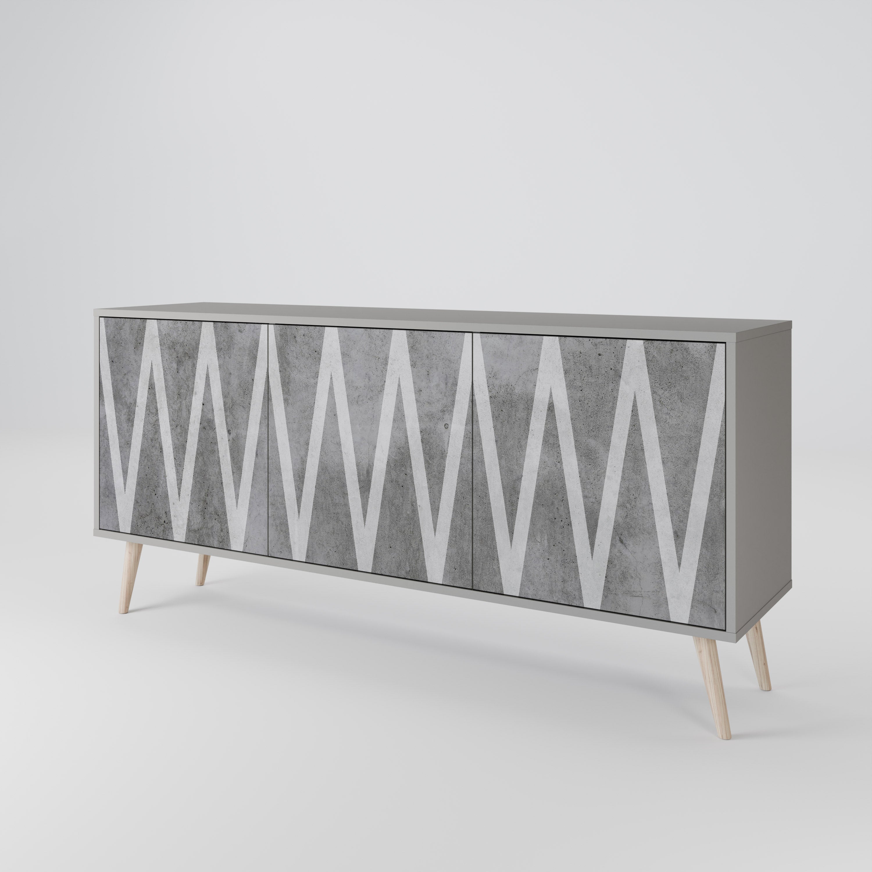 SOLID ZIG ZAG Komoda 3-drzwiowa korpus Szary
