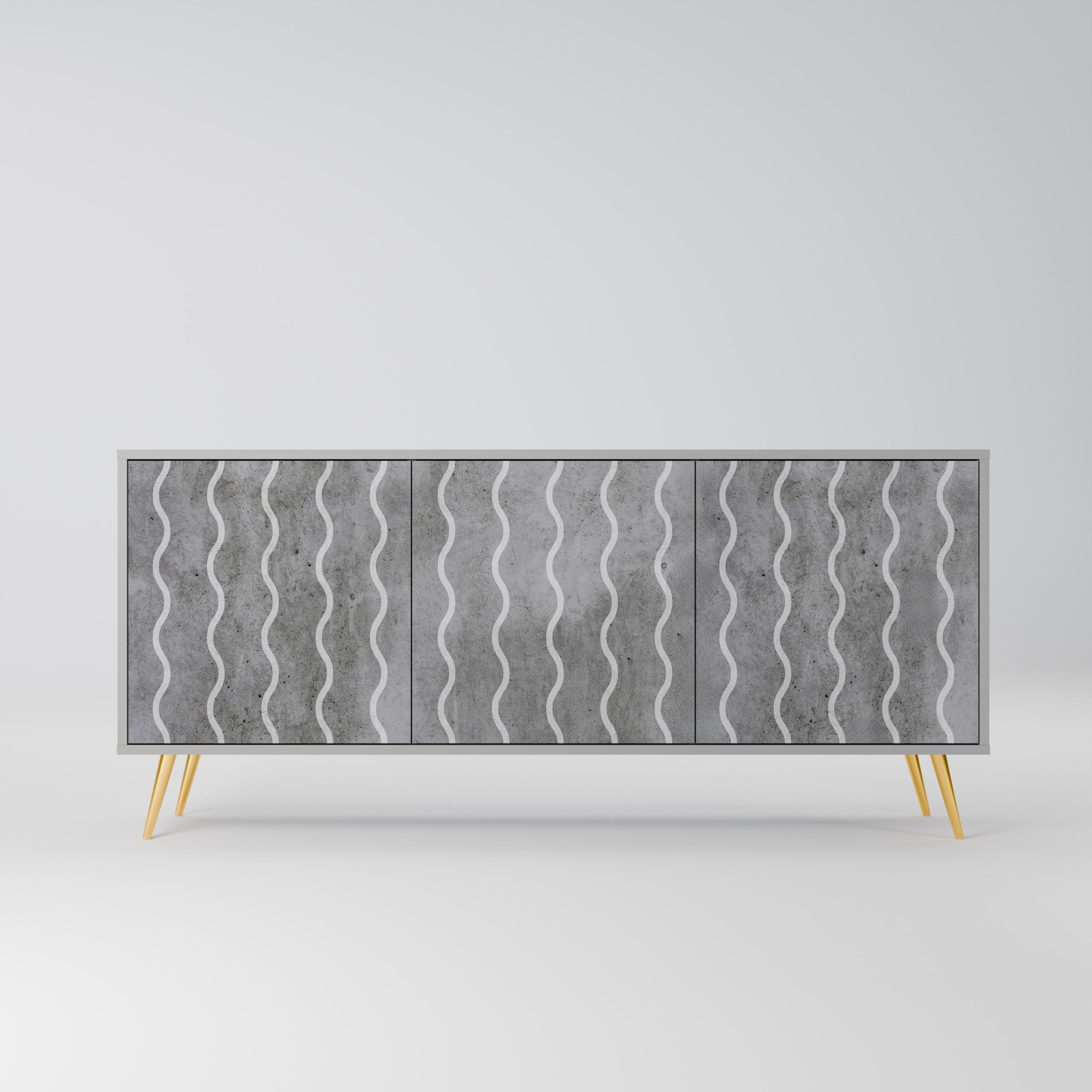 WAVES OF CONCRETE Komoda 3-drzwiowa korpus Szary