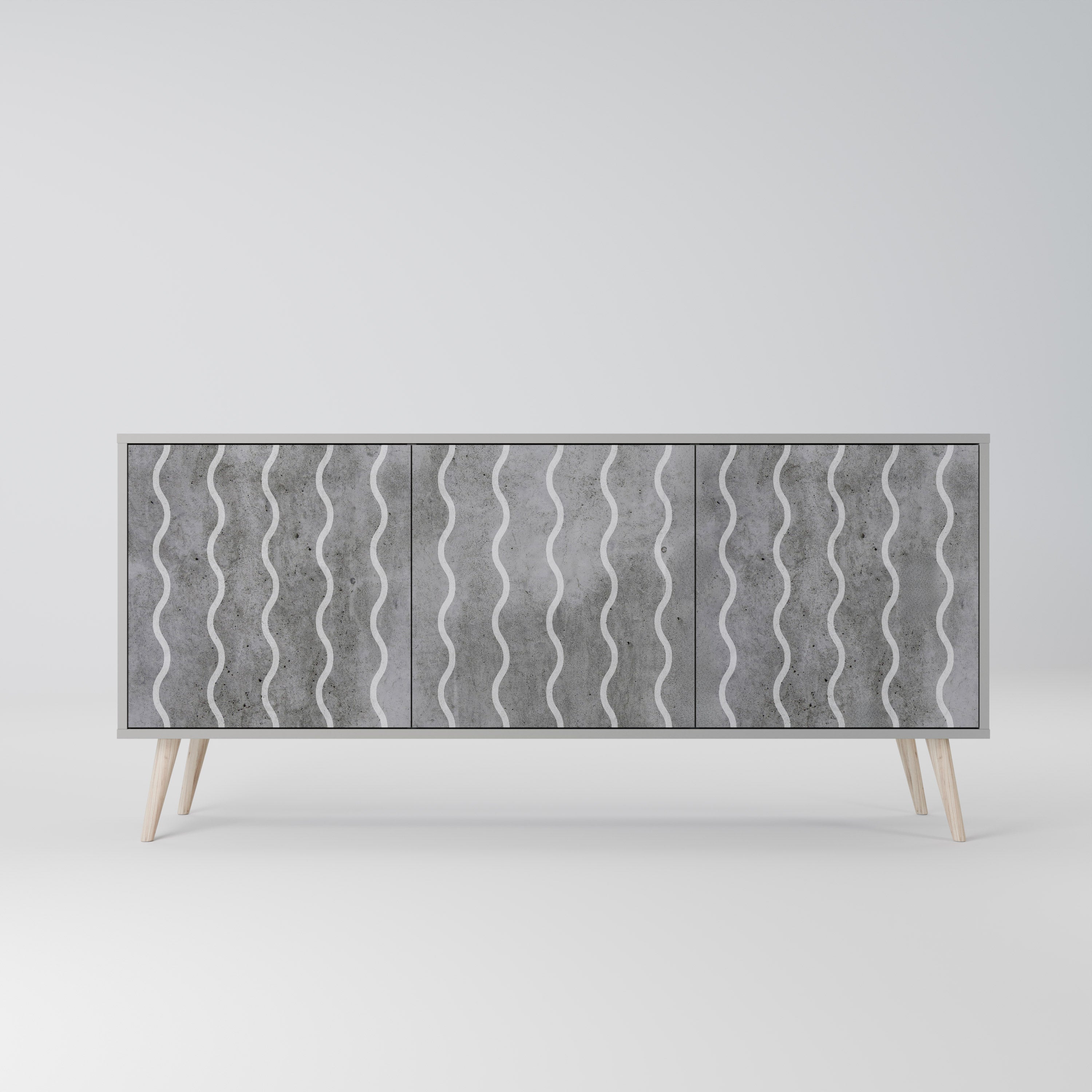 WAVES OF CONCRETE Komoda 3-drzwiowa korpus Szary