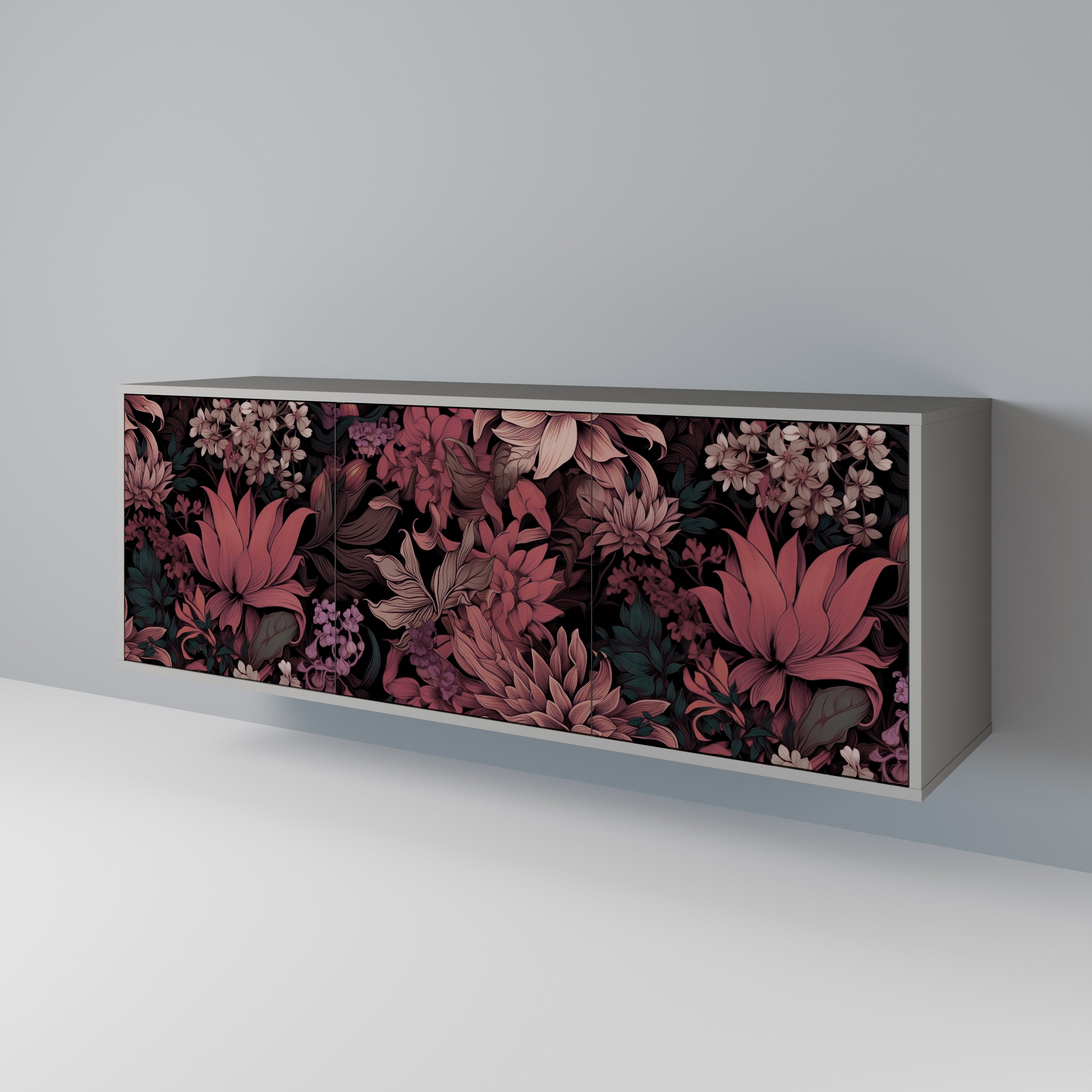 FLORAL WHISPER Komoda 3-drzwiowa korpus Szary