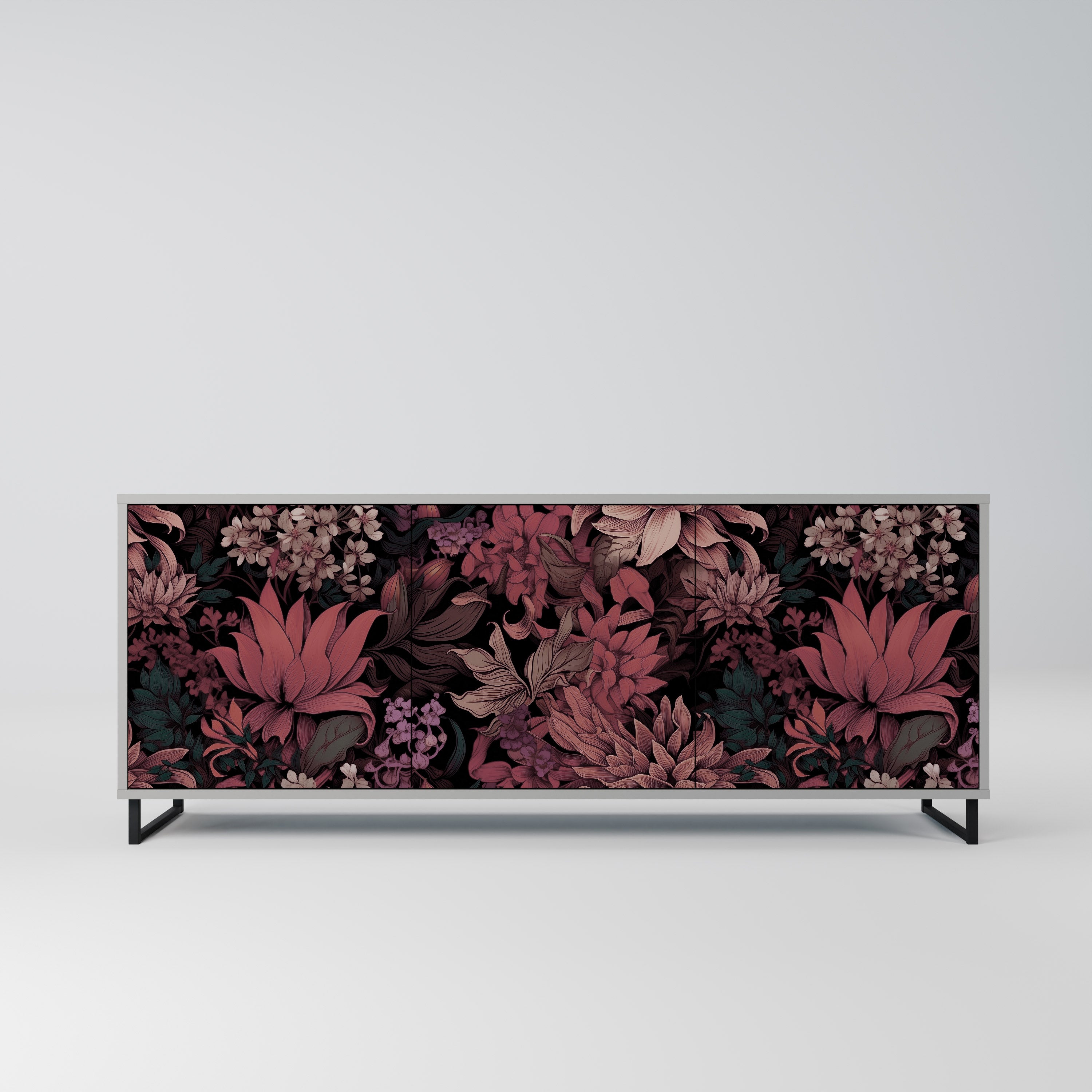 FLORAL WHISPER Komoda 3-drzwiowa korpus Szary