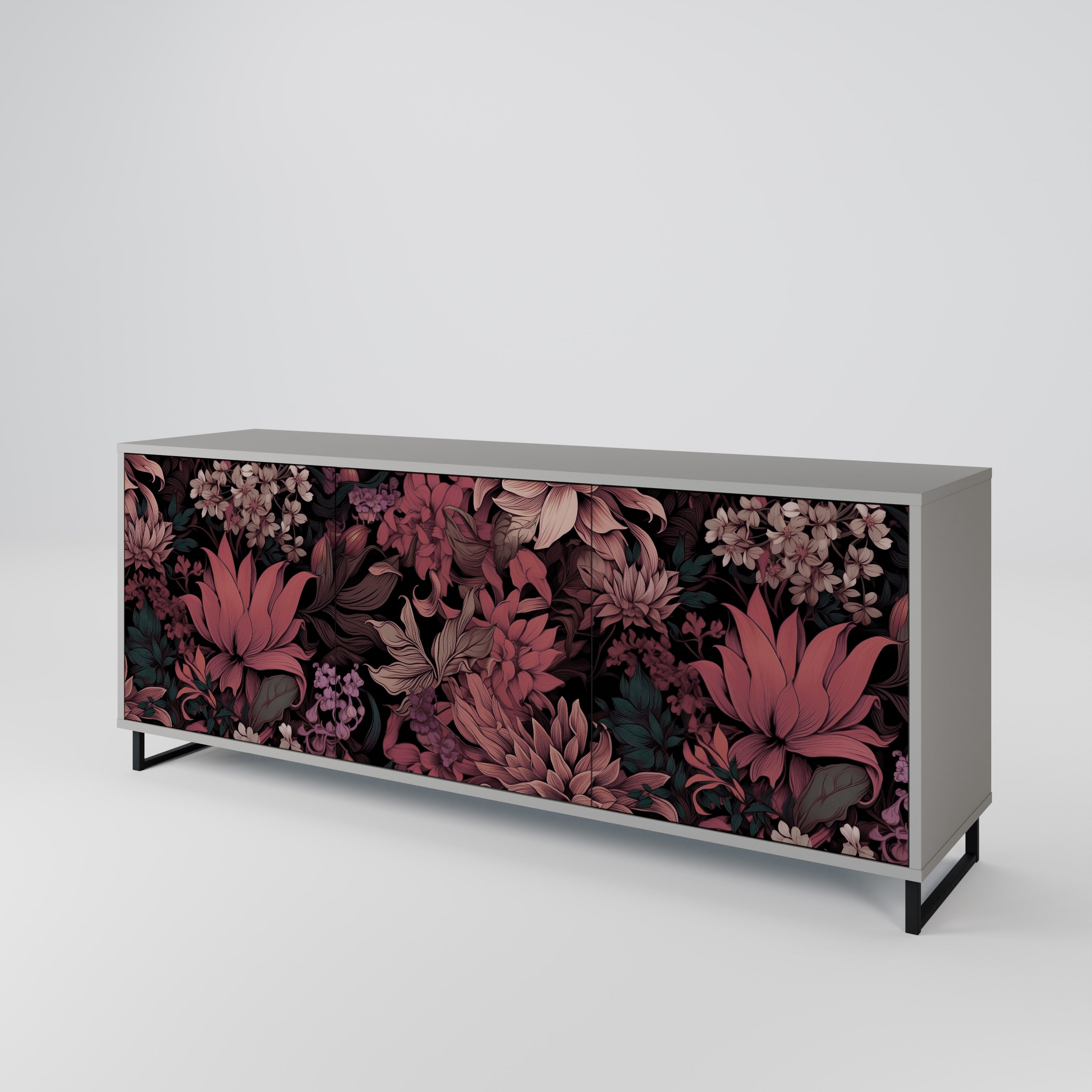 FLORAL WHISPER Komoda 3-drzwiowa korpus Szary