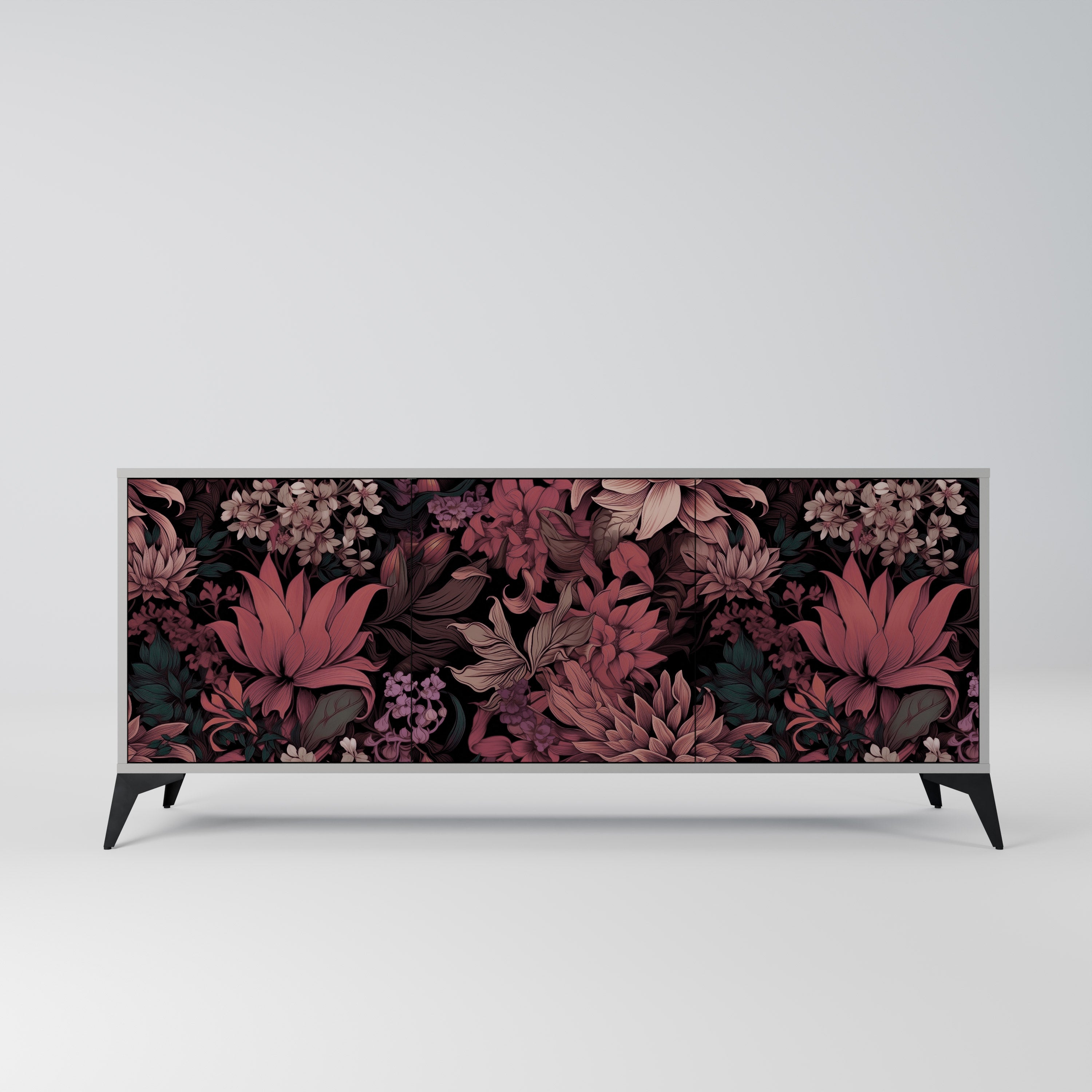 FLORAL WHISPER Komoda 3-drzwiowa korpus Szary