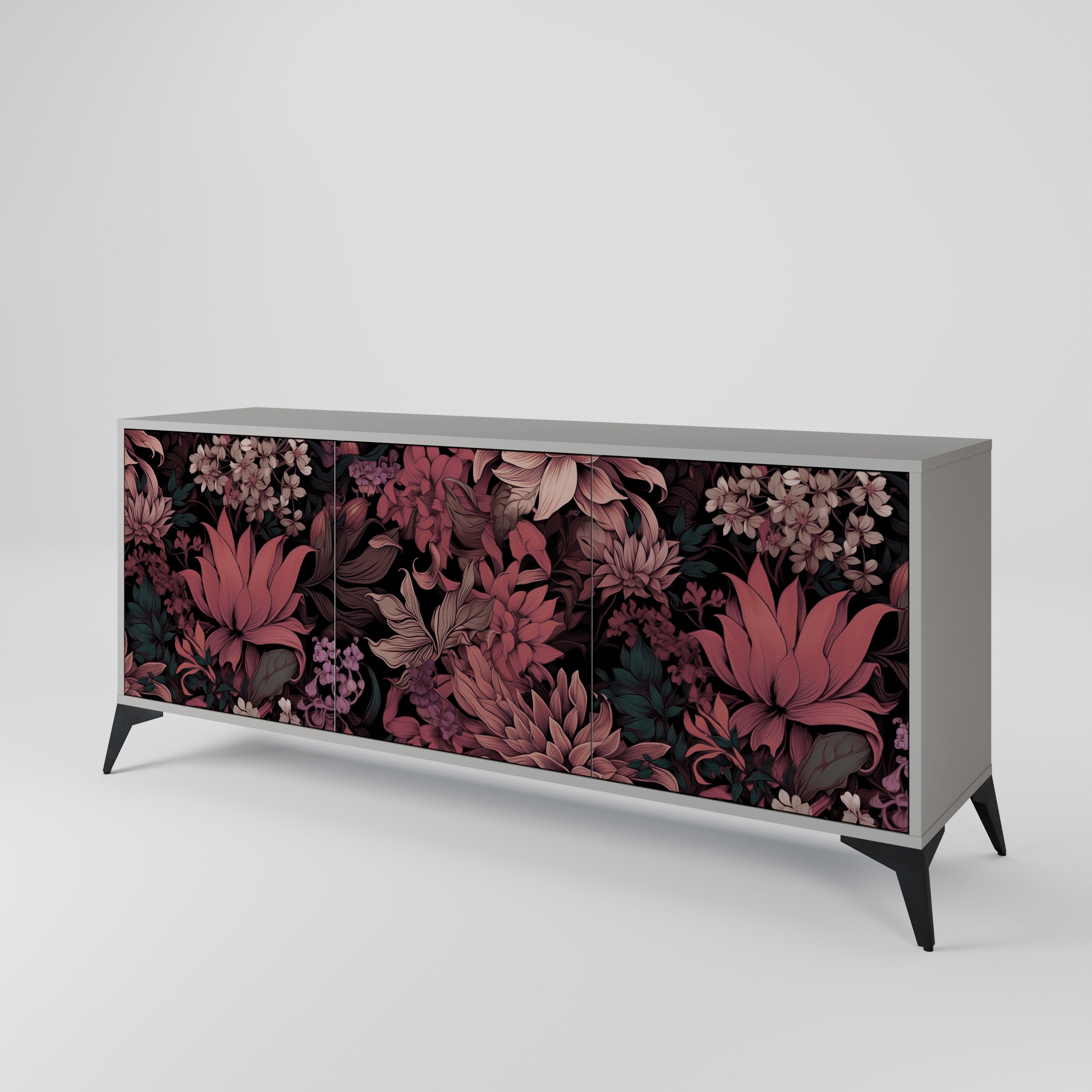 FLORAL WHISPER Komoda 3-drzwiowa korpus Szary