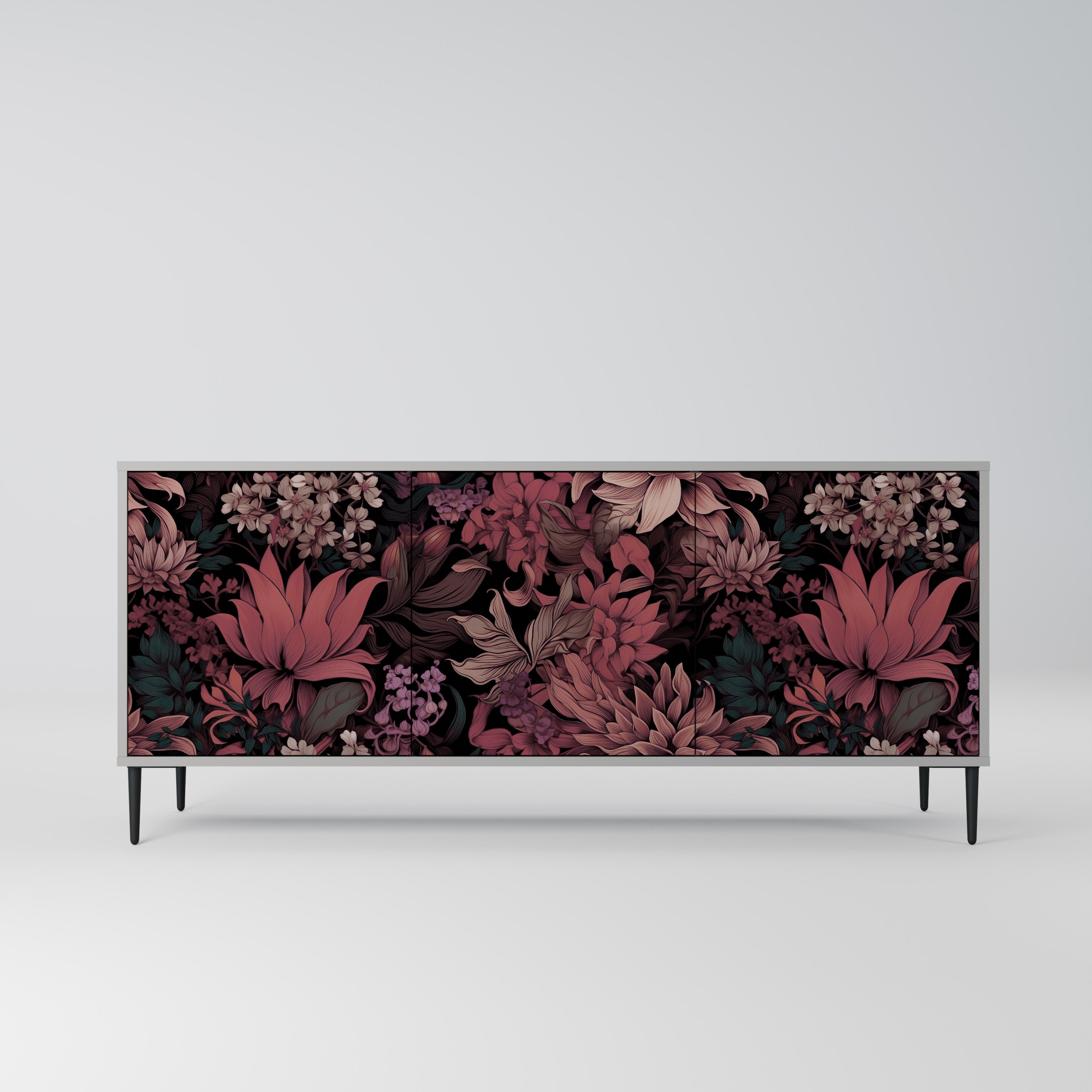 FLORAL WHISPER Komoda 3-drzwiowa korpus Szary