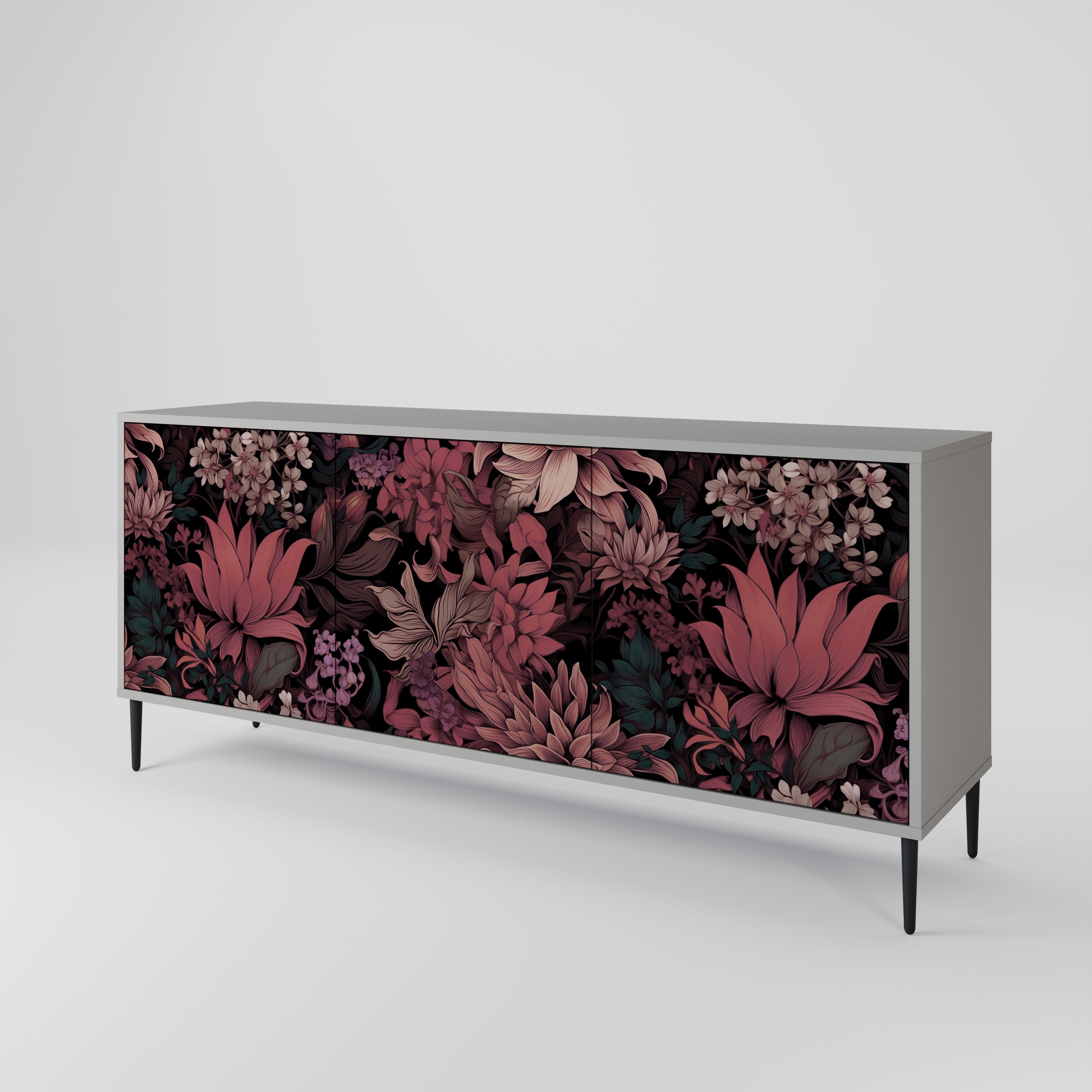 FLORAL WHISPER Komoda 3-drzwiowa korpus Szary