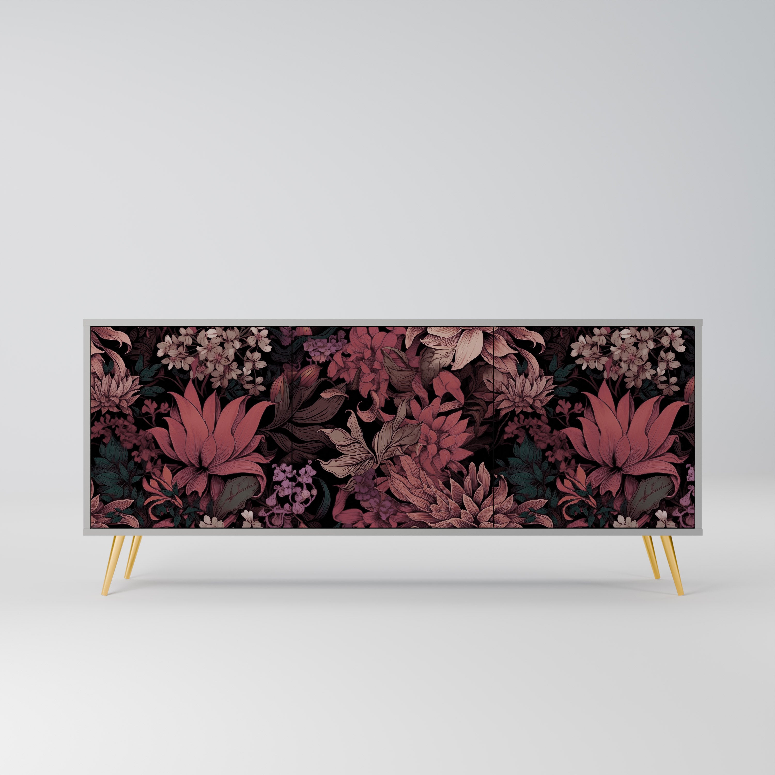 FLORAL WHISPER Komoda 3-drzwiowa korpus Szary