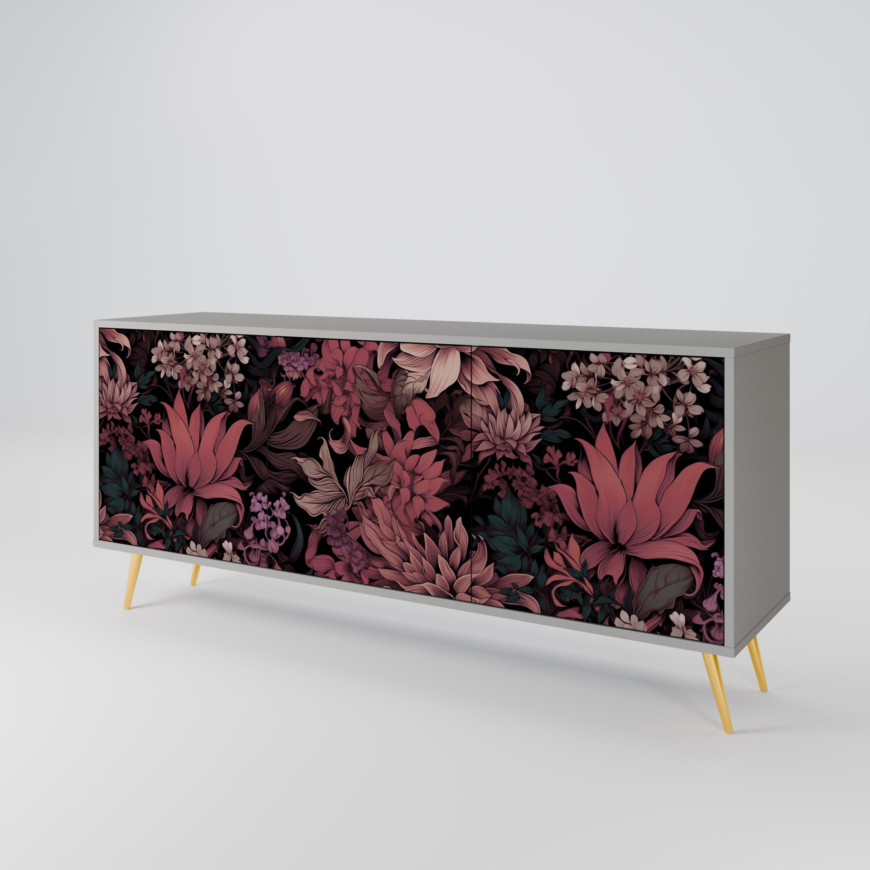 FLORAL WHISPER Komoda 3-drzwiowa korpus Szary