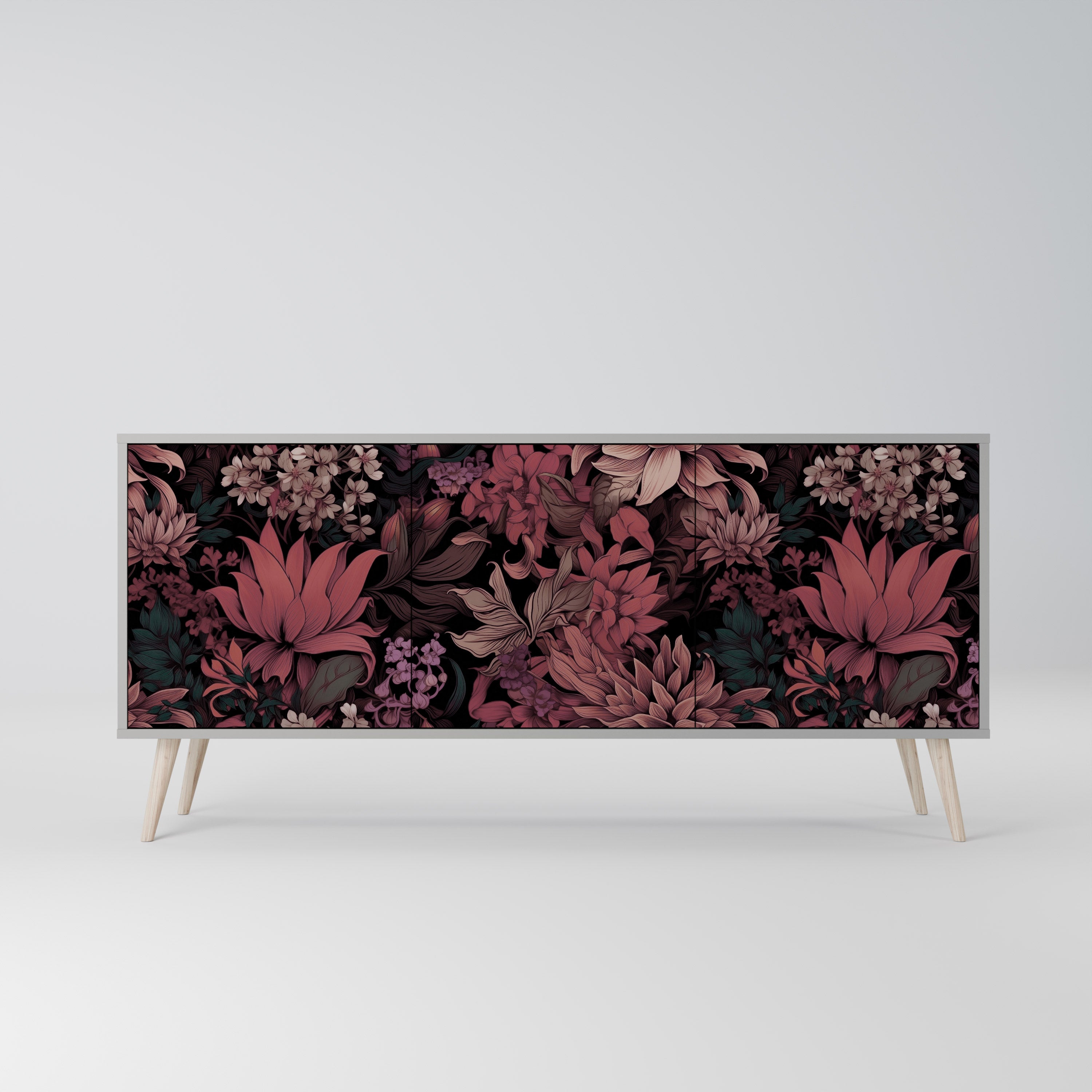 FLORAL WHISPER Komoda 3-drzwiowa korpus Szary