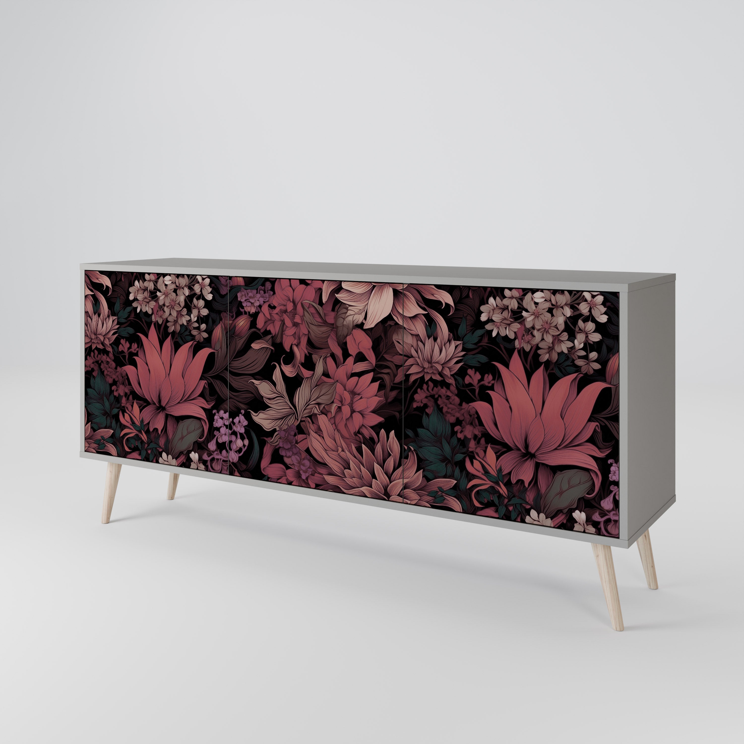 FLORAL WHISPER Komoda 3-drzwiowa korpus Szary