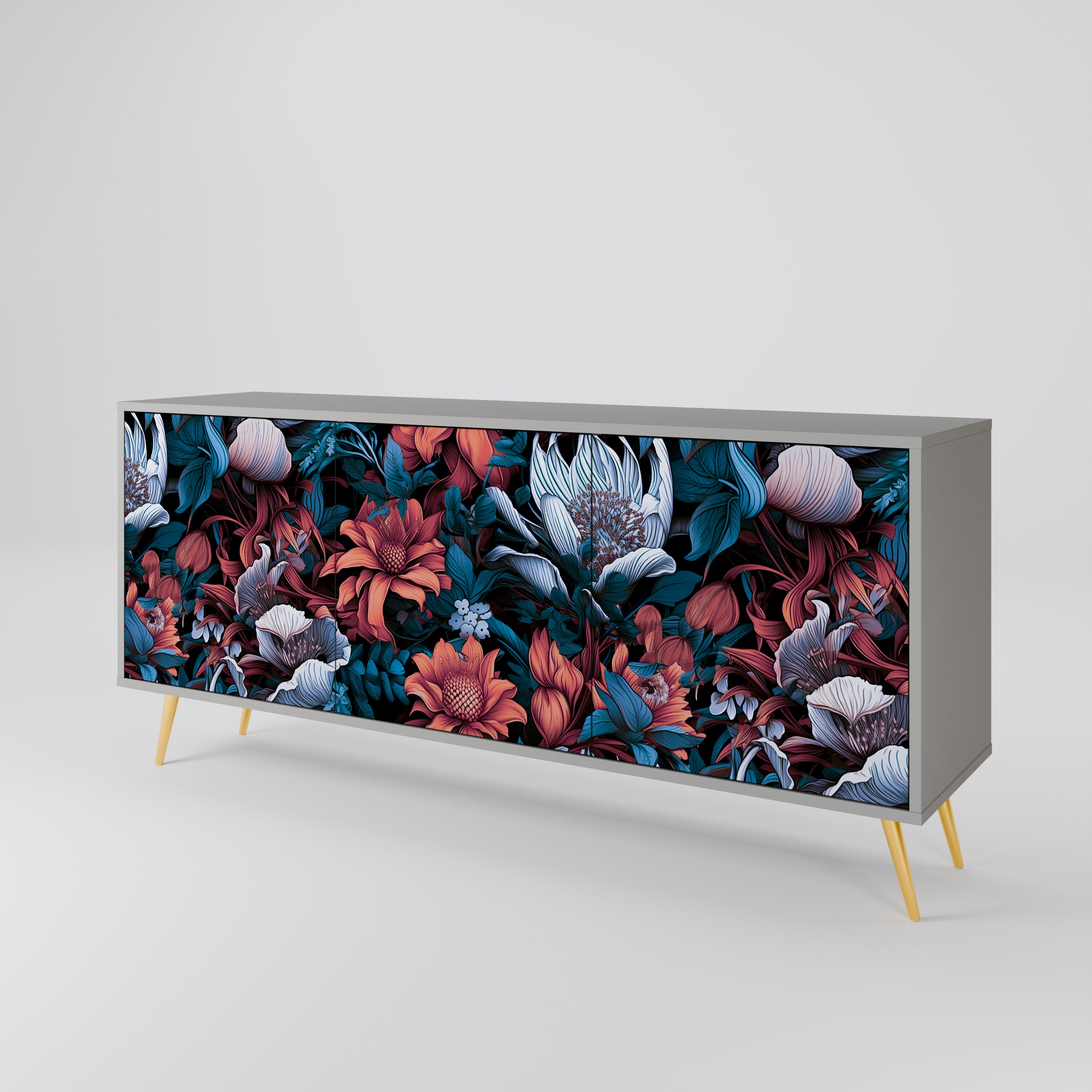 ETHEREAL BLOSSOMS Komoda 3-drzwiowa korpus Szary