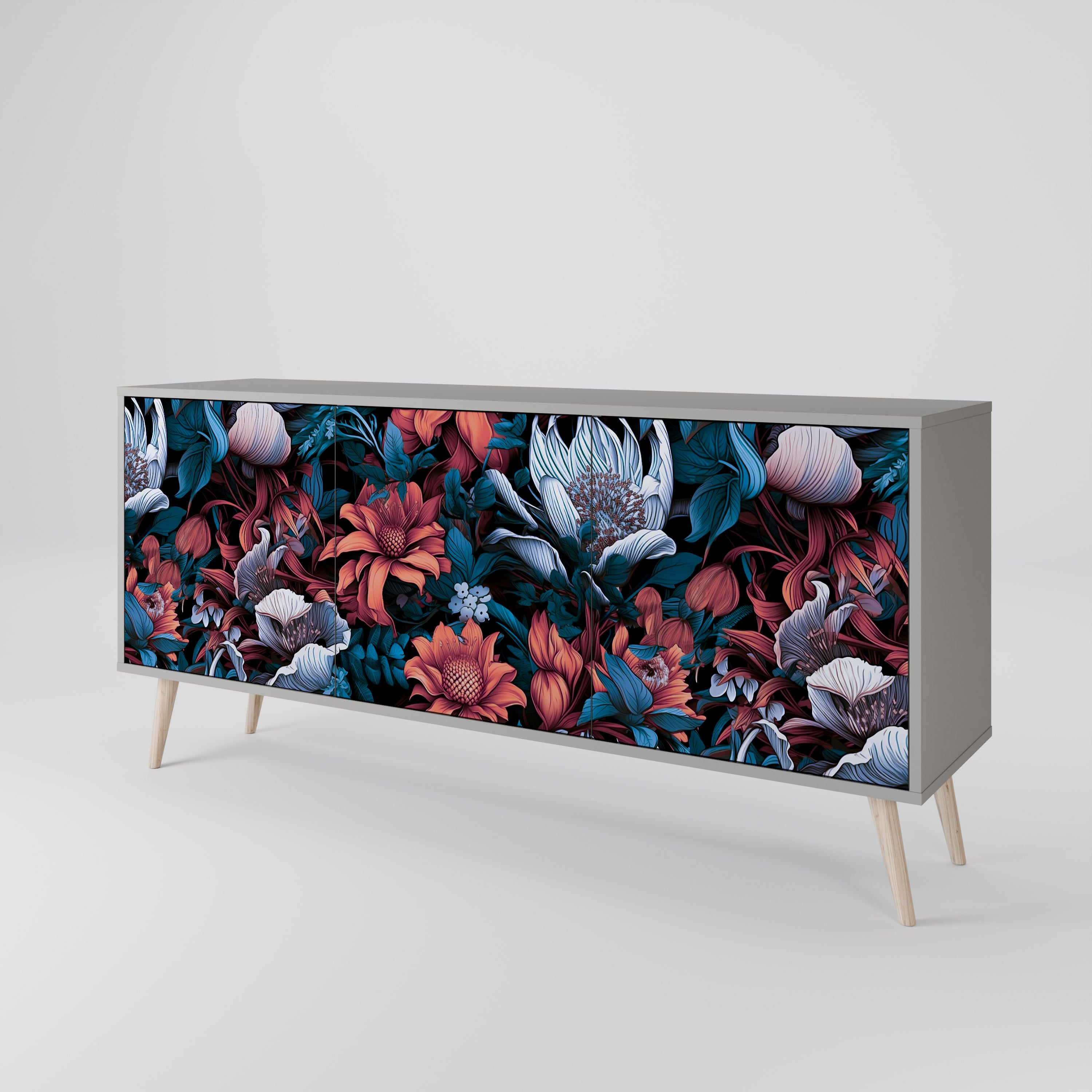 ETHEREAL BLOSSOMS Komoda 3-drzwiowa korpus Szary