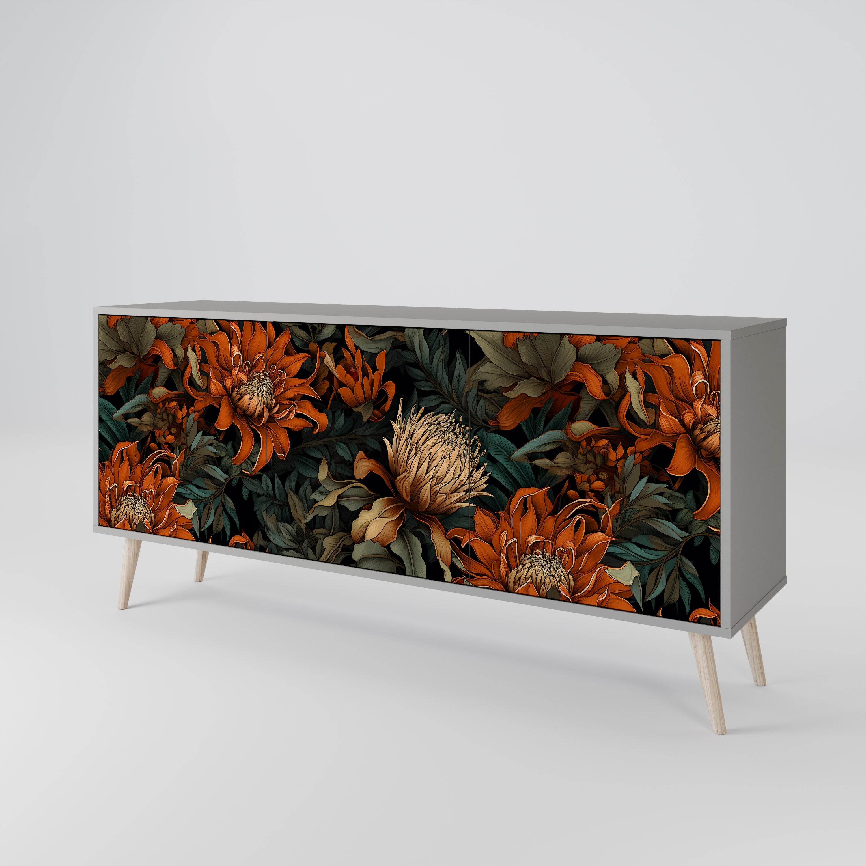 DAWN BLOOM Komoda 3-drzwiowa korpus Szary