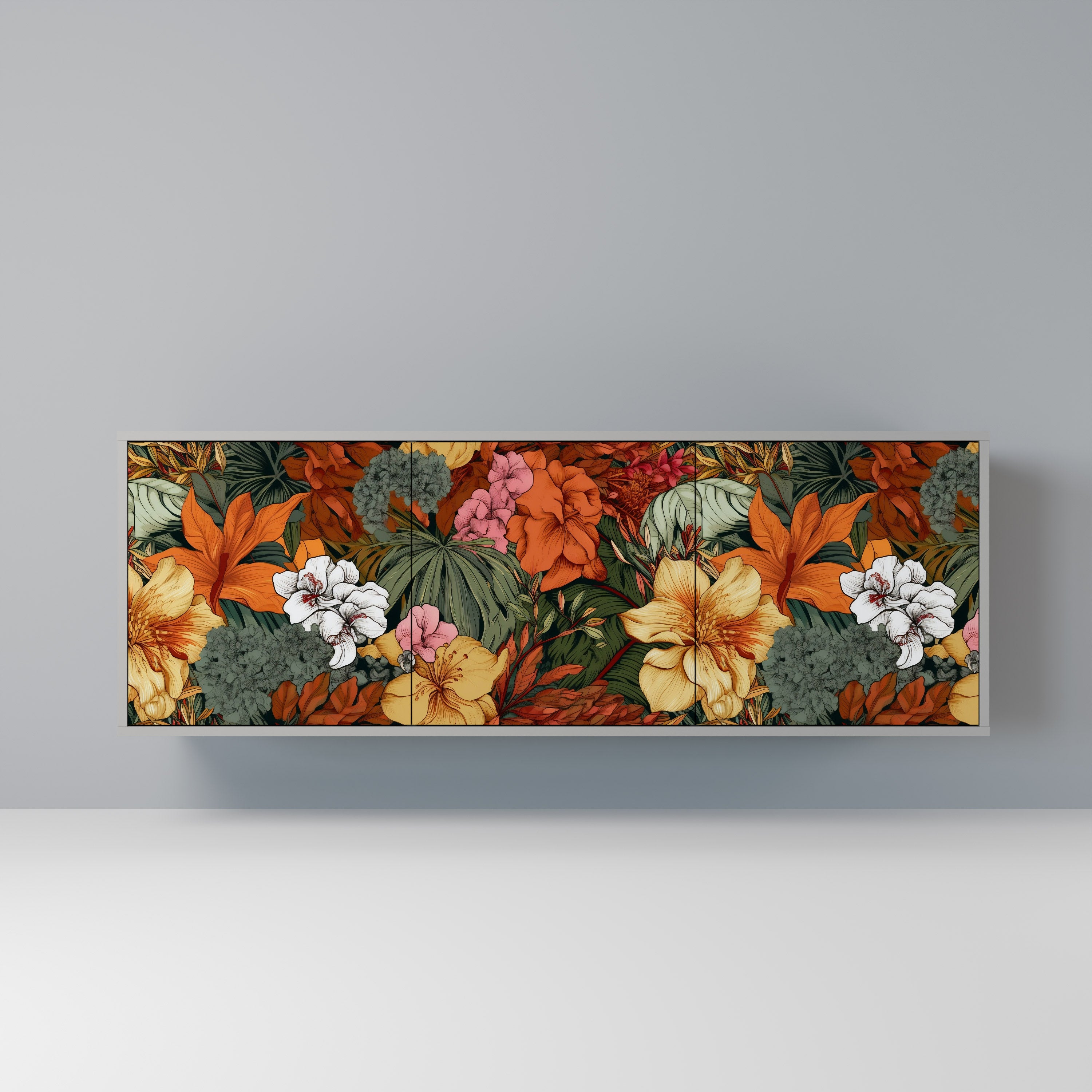RADIANT FLORA Komoda 3-drzwiowa korpus Szary
