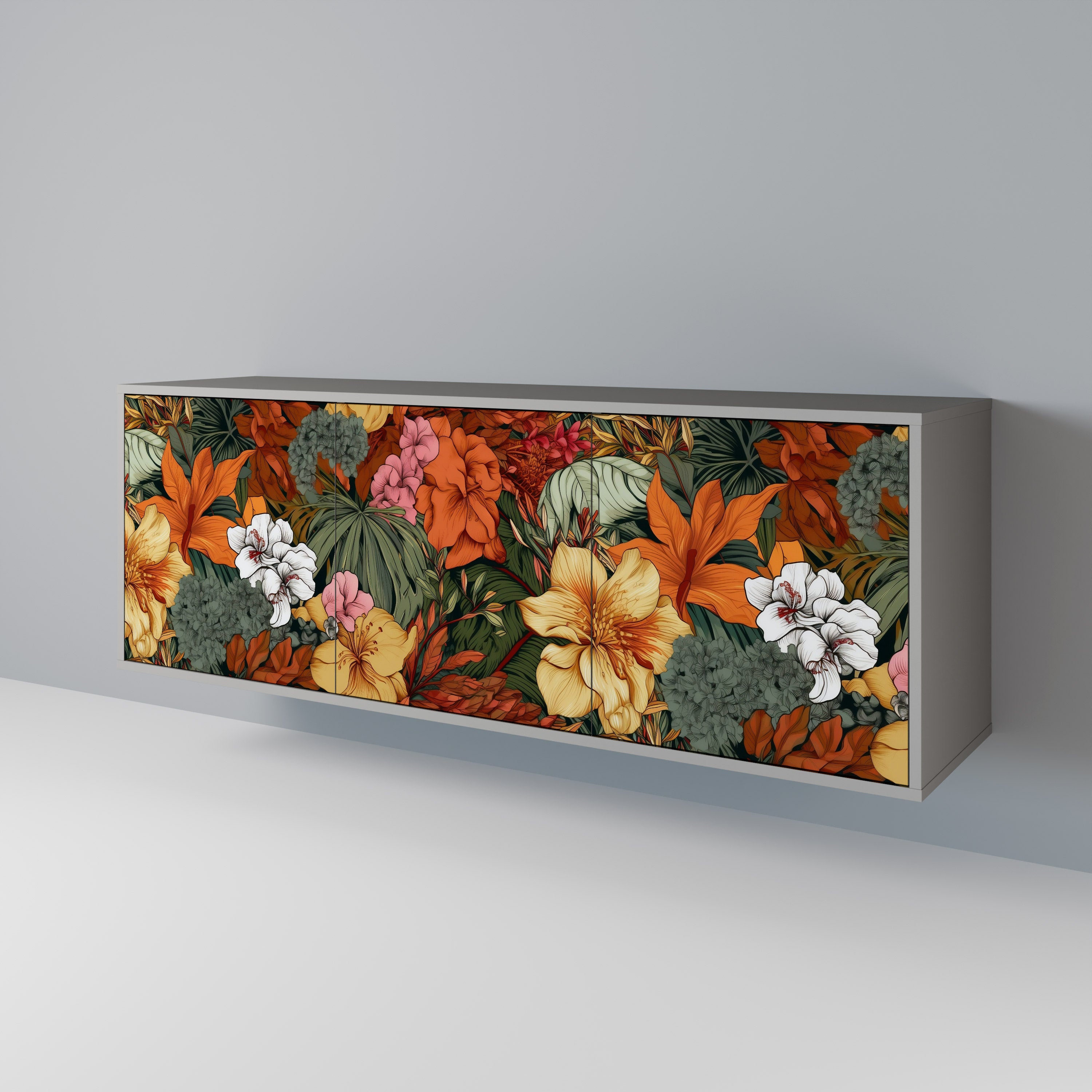 RADIANT FLORA Komoda 3-drzwiowa korpus Szary