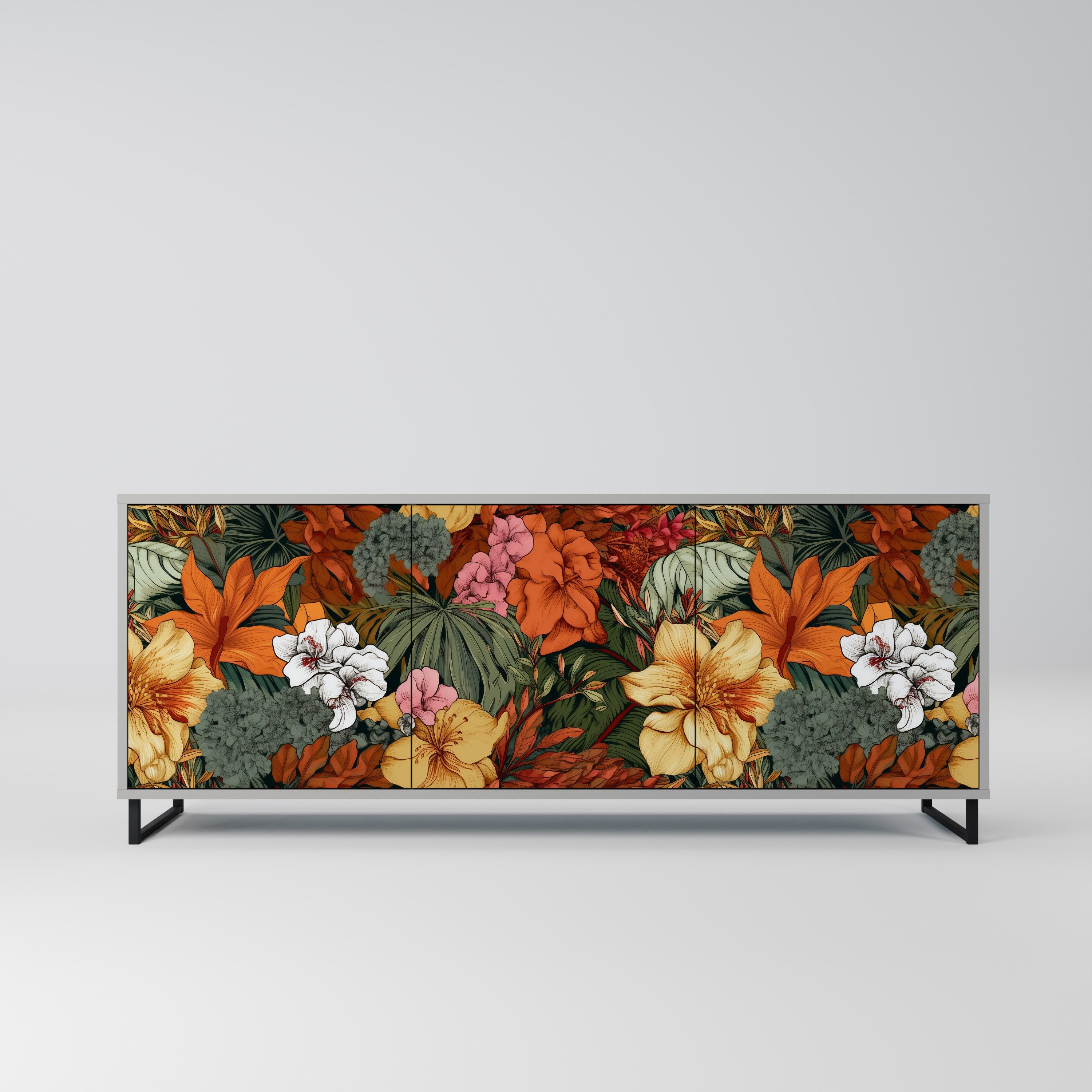 RADIANT FLORA Komoda 3-drzwiowa korpus Szary