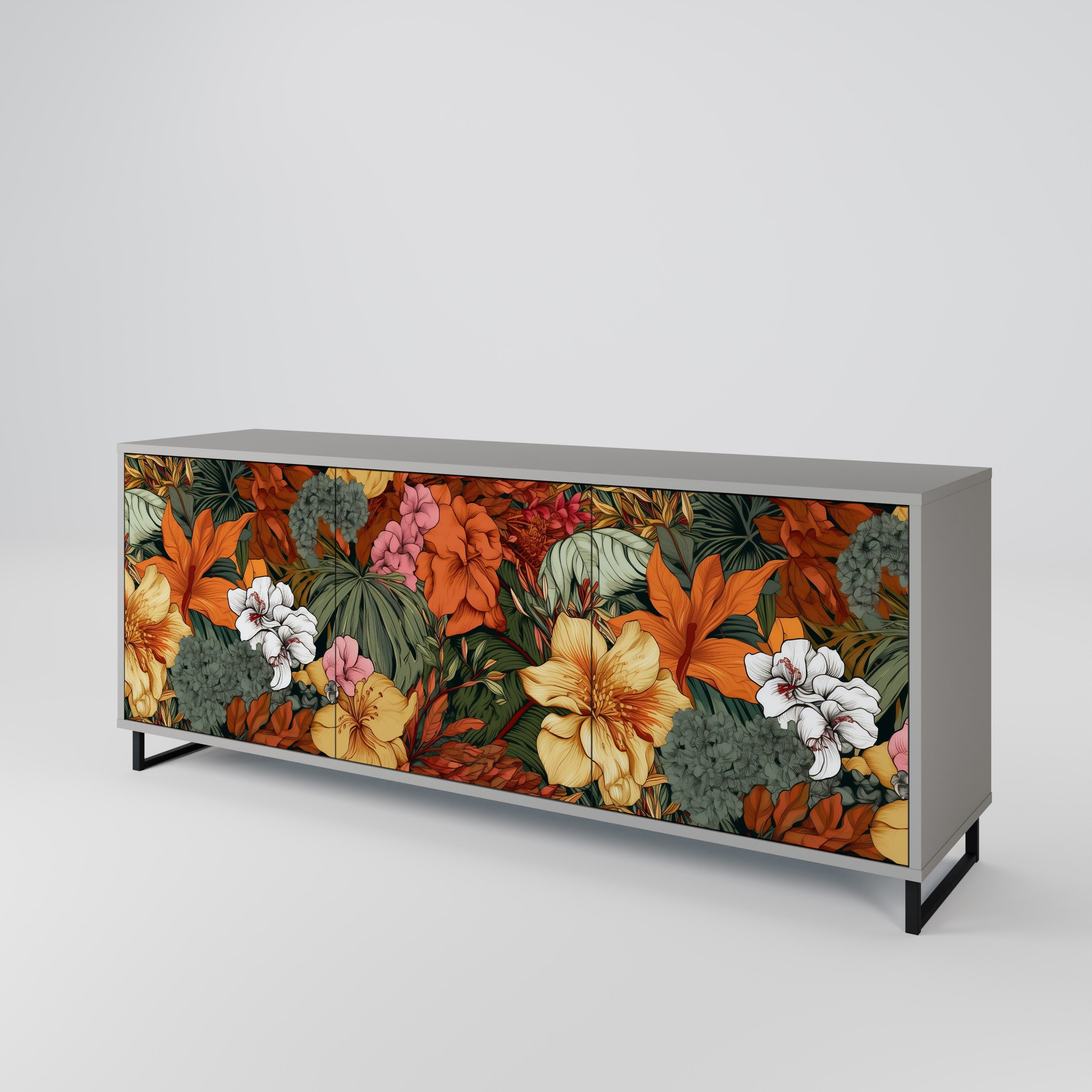 RADIANT FLORA Komoda 3-drzwiowa korpus Szary