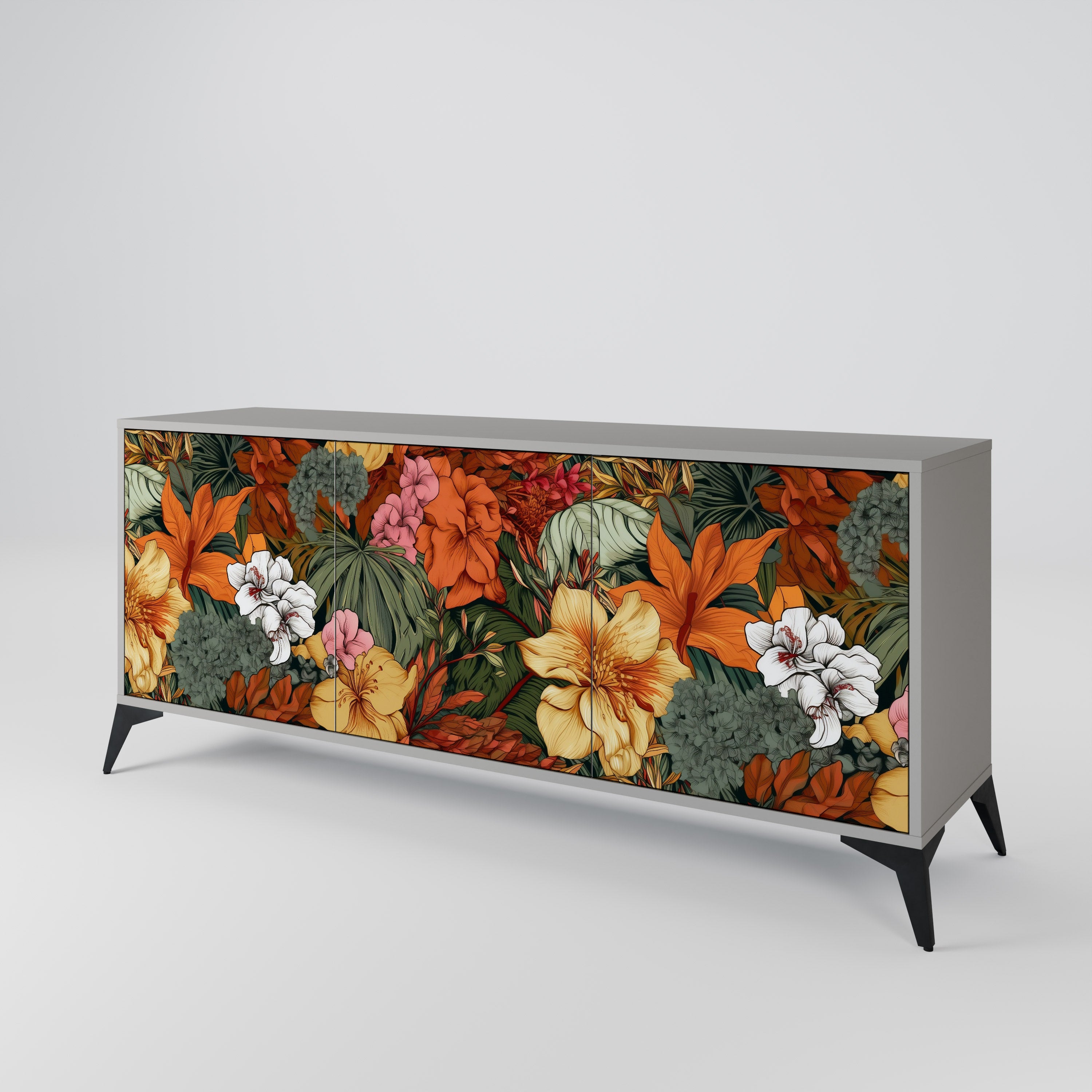 RADIANT FLORA Komoda 3-drzwiowa korpus Szary