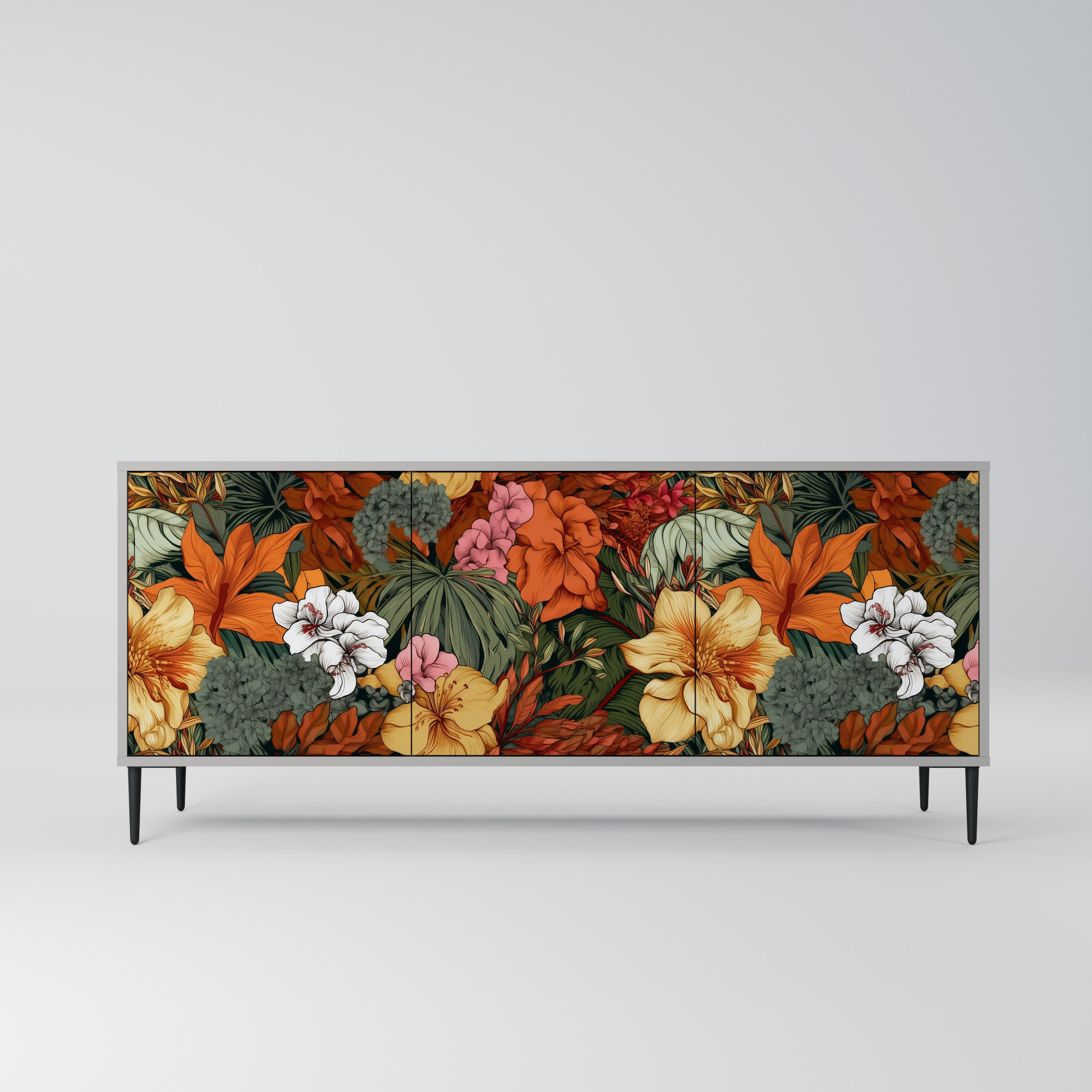 RADIANT FLORA Komoda 3-drzwiowa korpus Szary