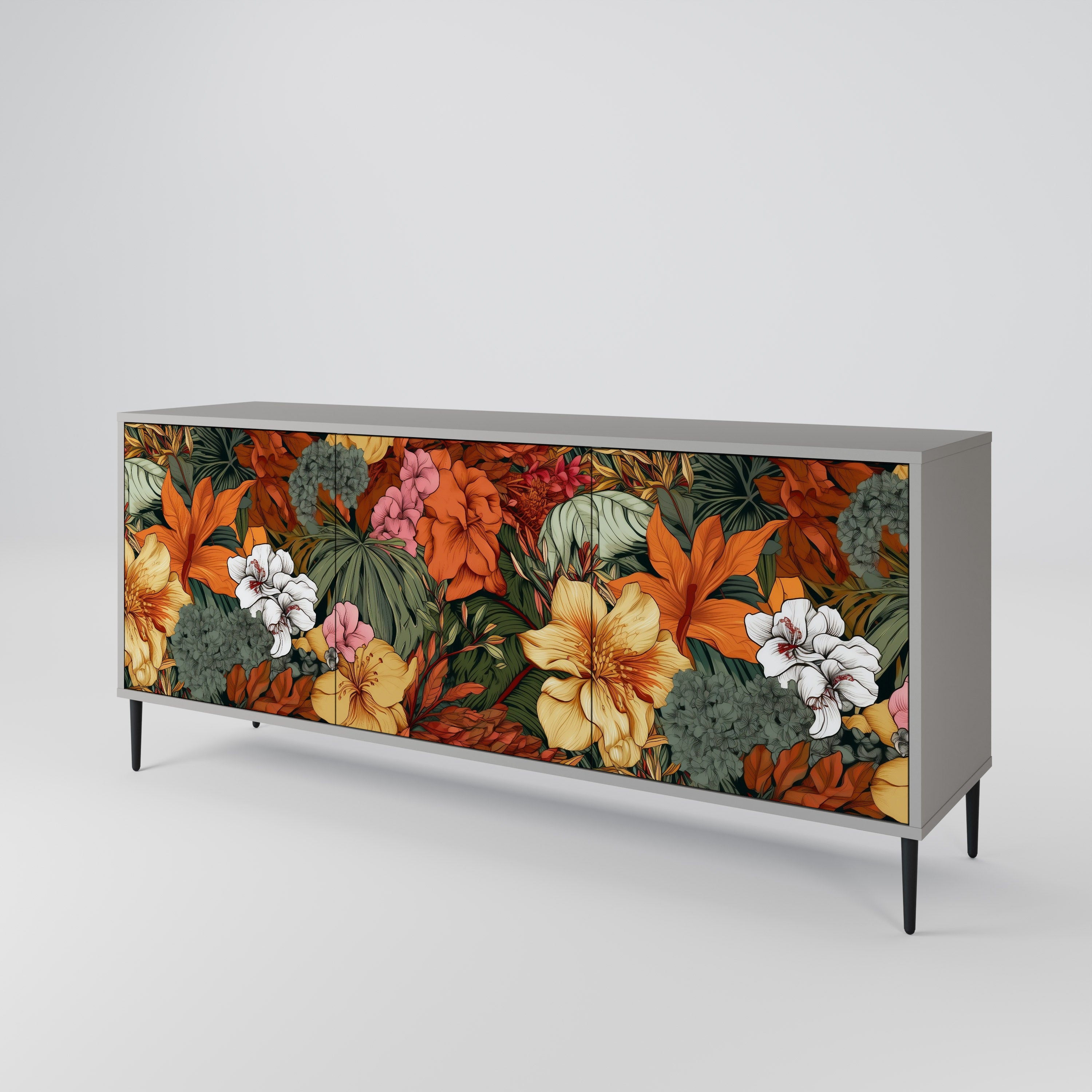 RADIANT FLORA Komoda 3-drzwiowa korpus Szary