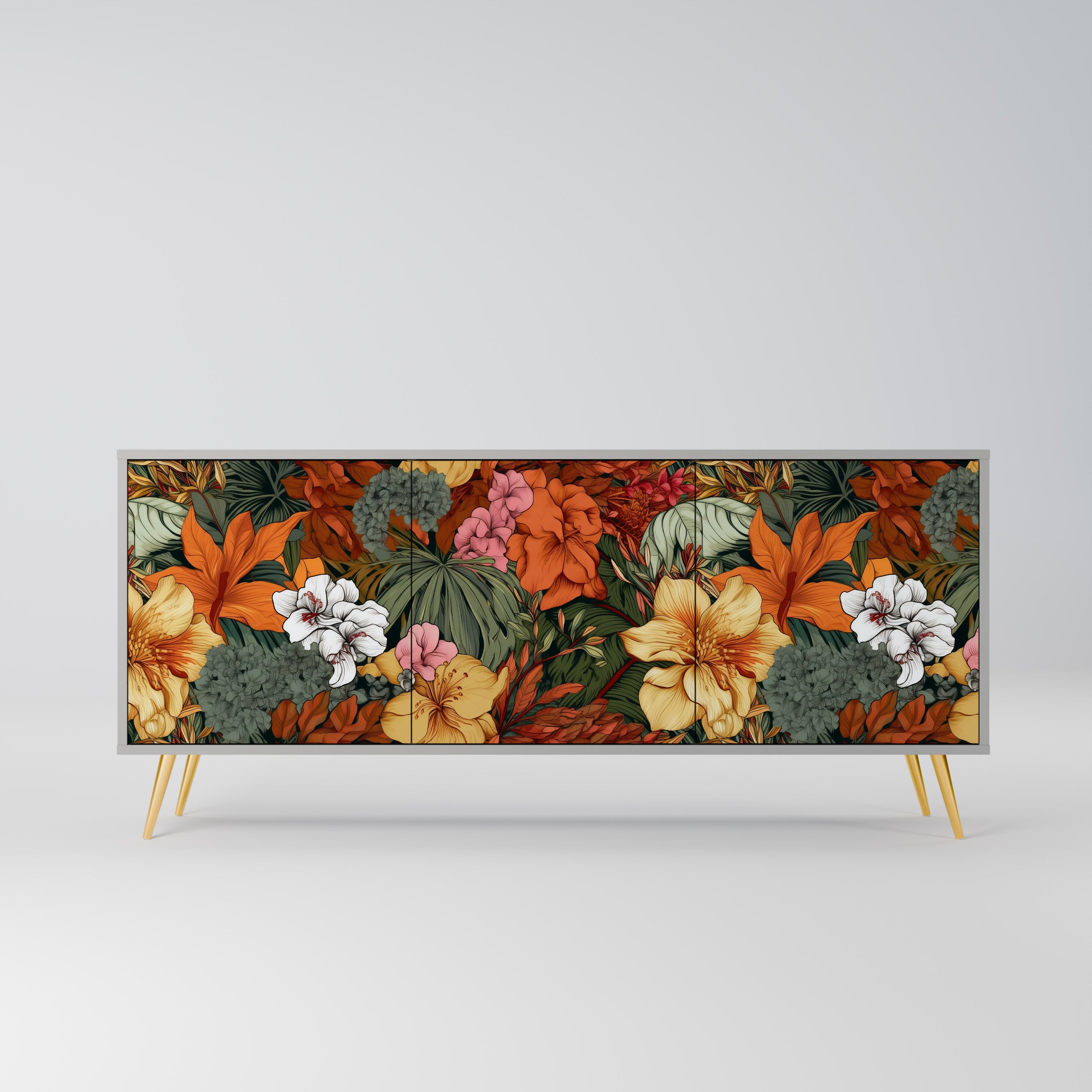 RADIANT FLORA Komoda 3-drzwiowa korpus Szary
