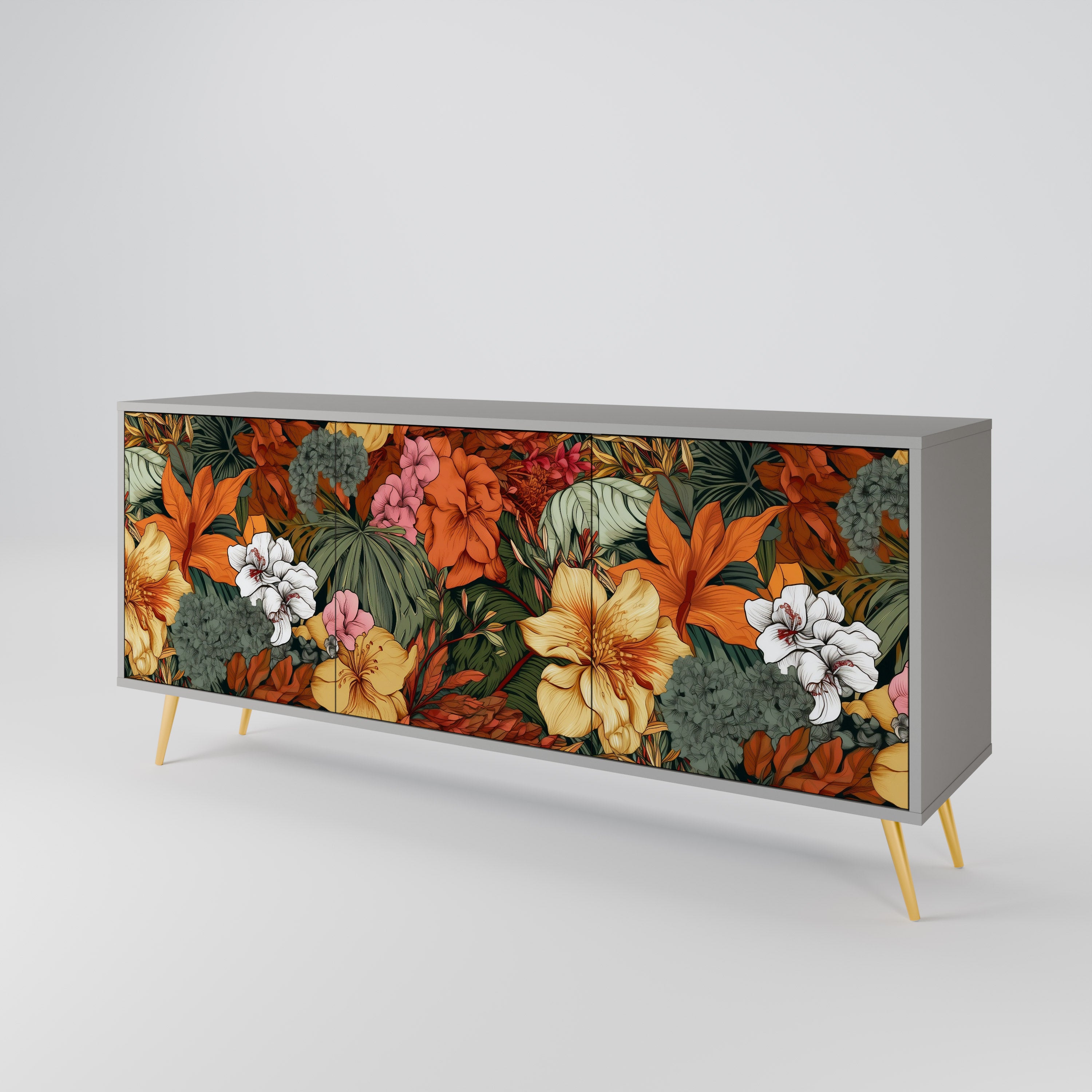RADIANT FLORA Komoda 3-drzwiowa korpus Szary