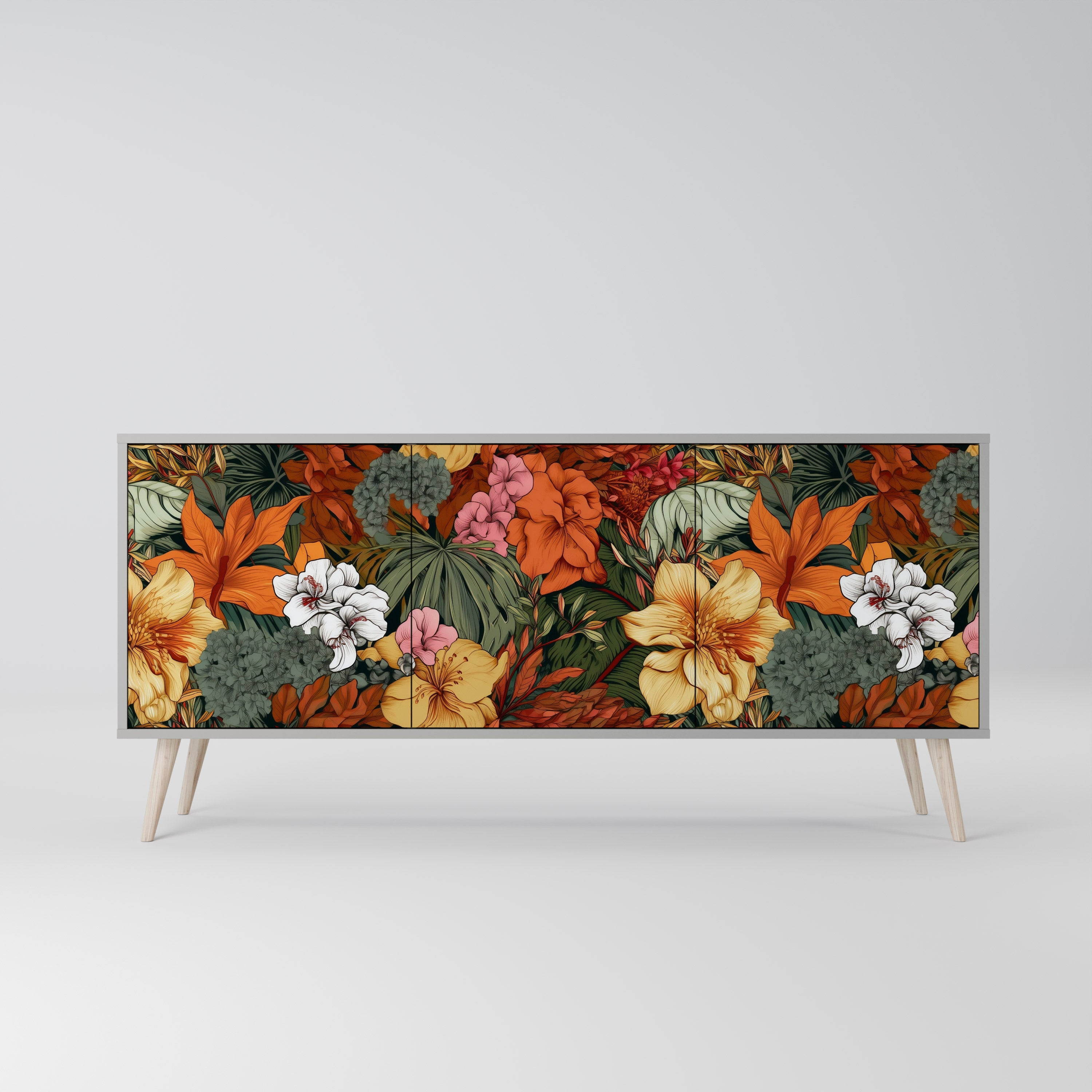 RADIANT FLORA Komoda 3-drzwiowa korpus Szary