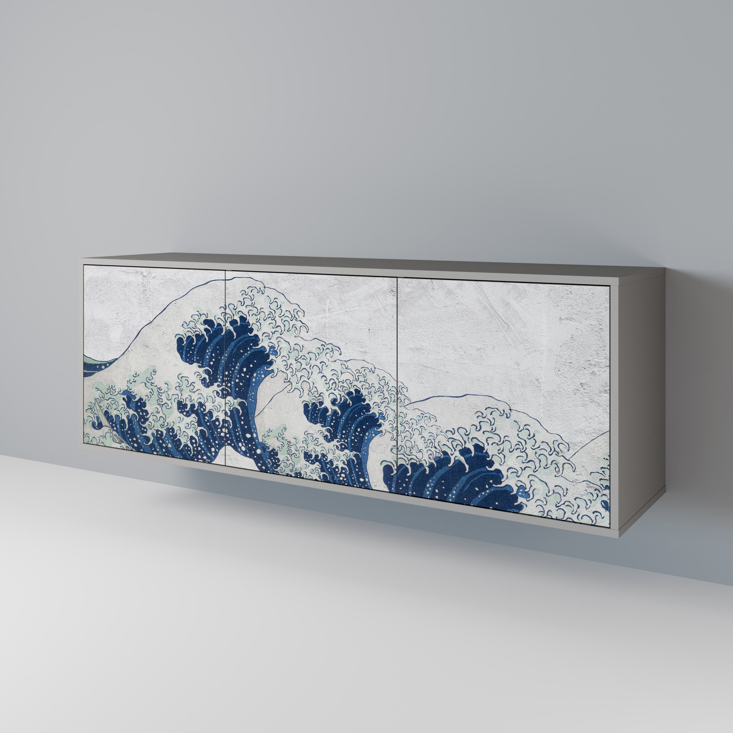 THE GREAT WAVE AT KANAGAWA Komoda 3-drzwiowa korpus Szary